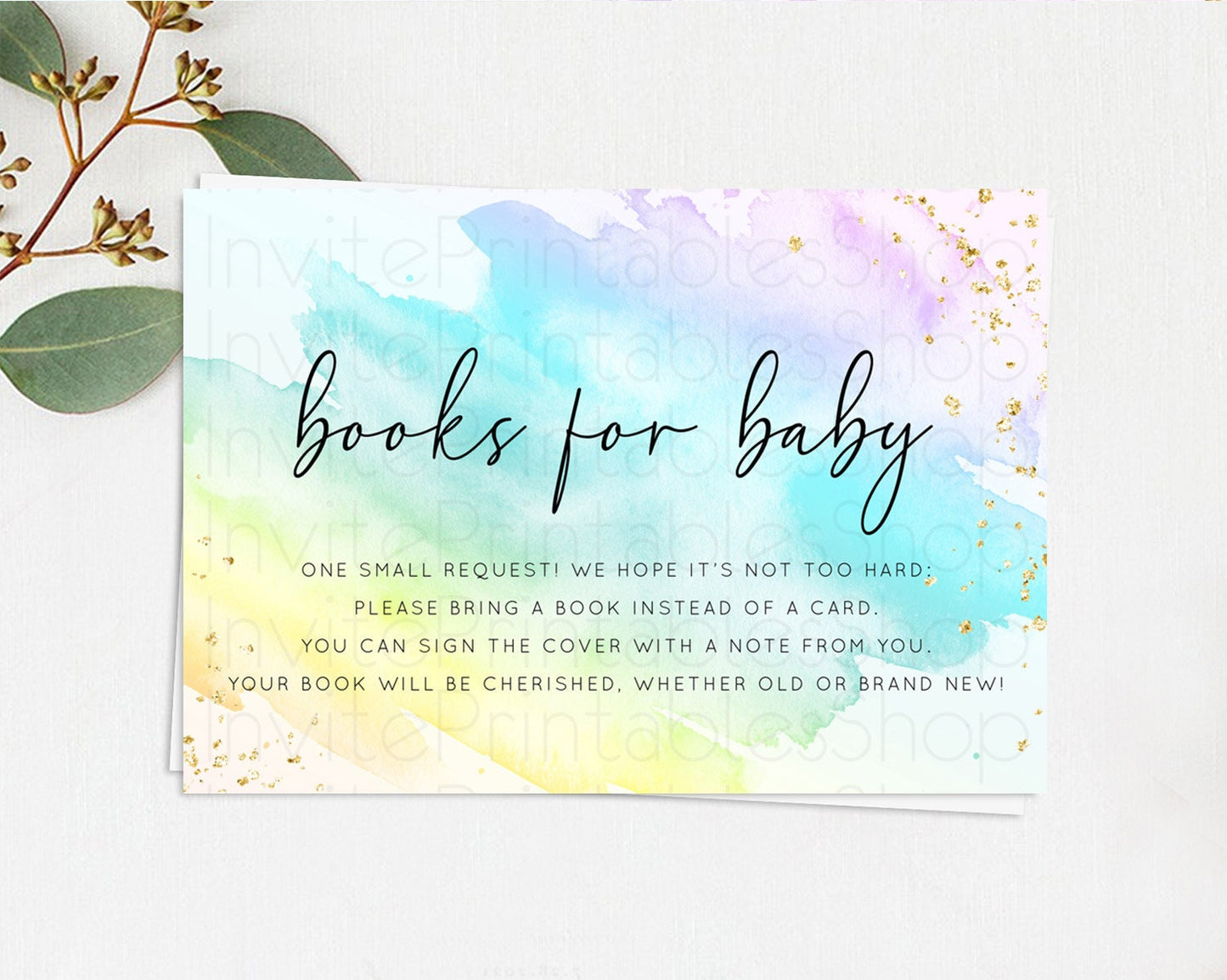 Pastel Books For Baby Card Pastel Rainbow Book Insert Colorful Ombre Watercolor Book Card Confetti Glitter Baby Book Poem Request D10773