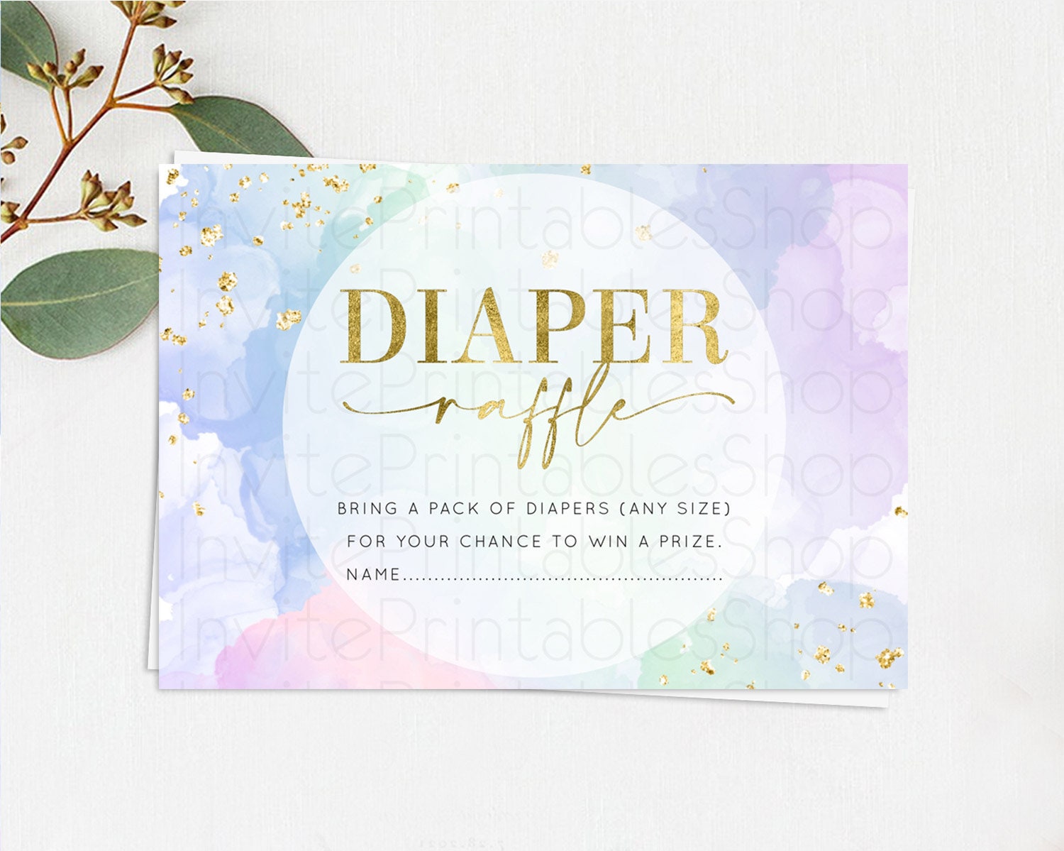 Editable Pastel Diaper Raffle Card Pastel Rainbow Diaper Raffle Insert Color