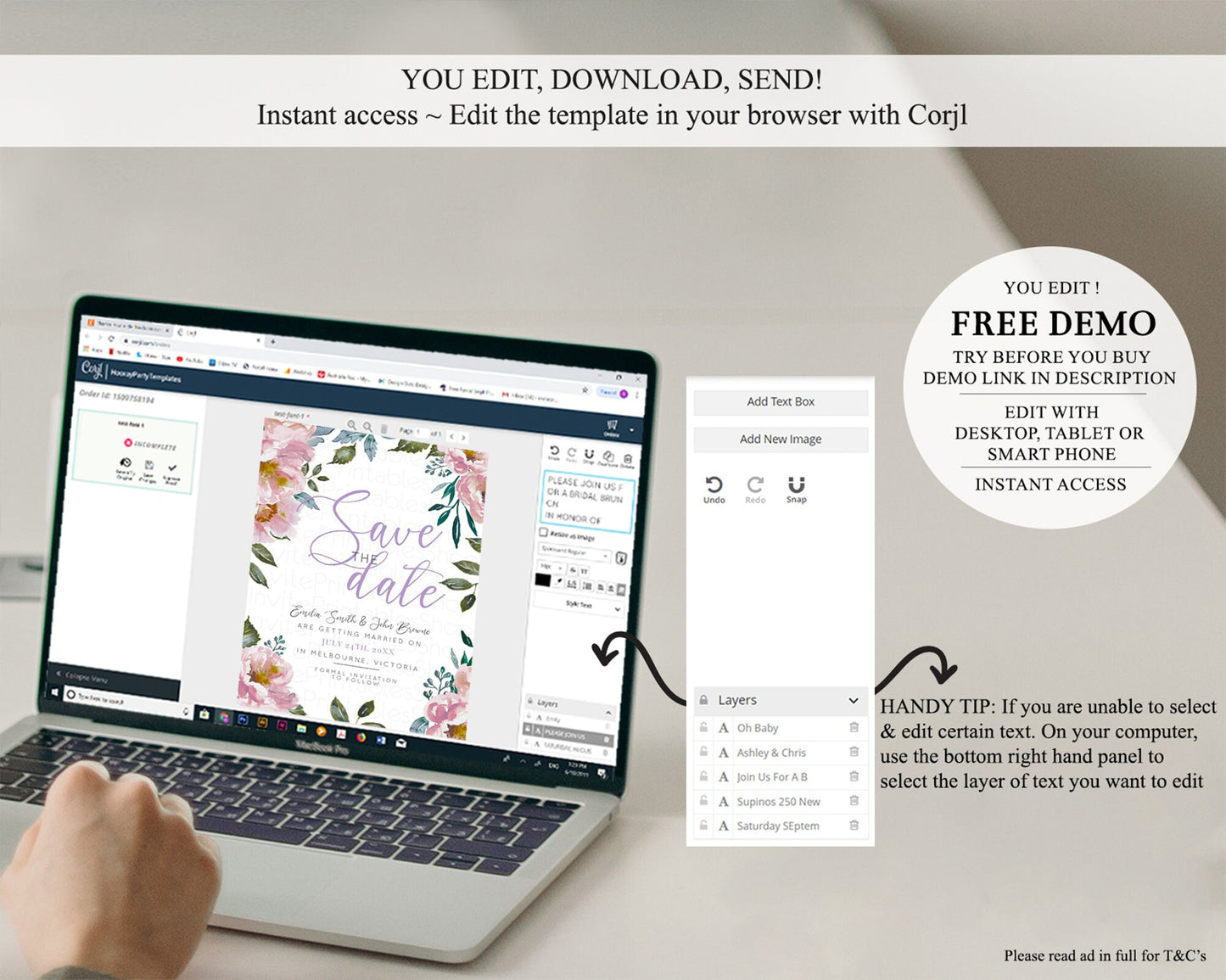 Wildflower Save The Date Template Secret Garden Save The Date Pastel Floral Garden Party Boho Flowers Birthday Baby Shower Wedding D10729