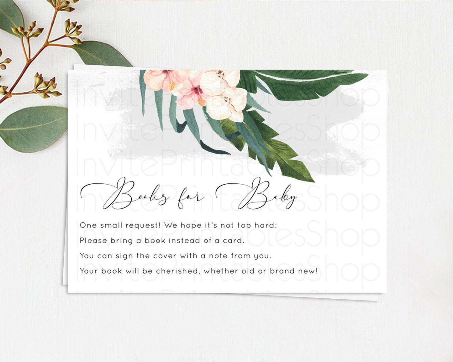 Tropical Books For Baby Card Tropical Book Insert Palm Leaf Book Card Fern Frangipani Floral White Orchid Guests Book Poem Request D11011