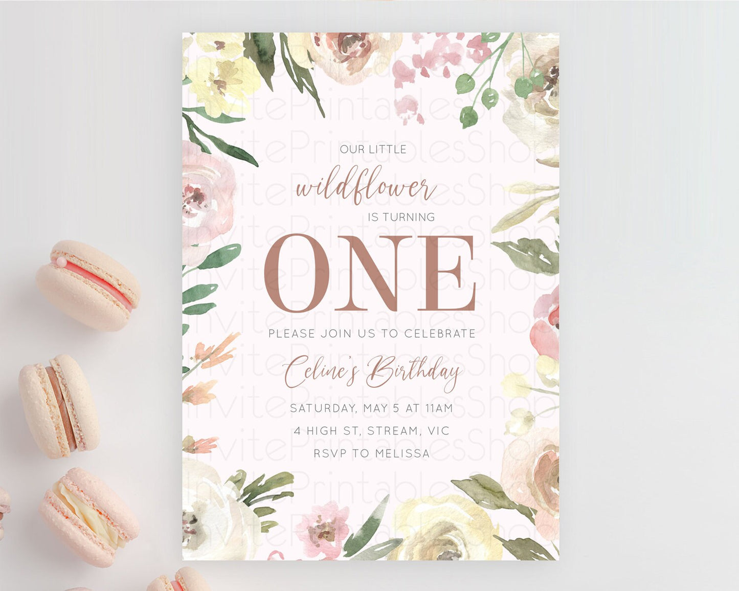 Secret Garden Invitation Wildflower Birthday Invitation Pastel Flowers Invite Enchanted Garden Boho Floral 3rd 2nd First Birthday D10192