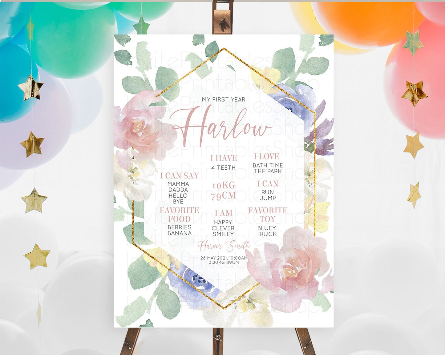 Secret Garden Milestone Board Wildflower First Birthday Milestone Poster Pastel Flowers Milestone Boho Wildflower 1st Birthday Sign D10254