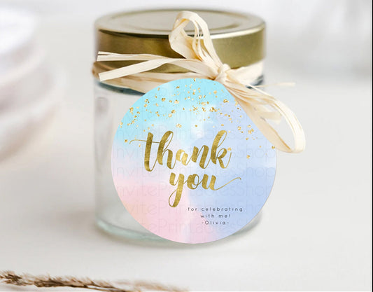 Pastel Thank You Tags Rainbow Thank You Gift Tags Colorful Pastel Favor Tags Confetti Watercolor Pastel First Birthday Thank You D10892