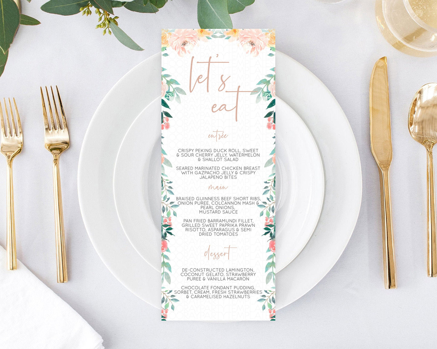 Editable Secret Garden Menu Wildflower Menu Template Pastel Flower Garden Ta