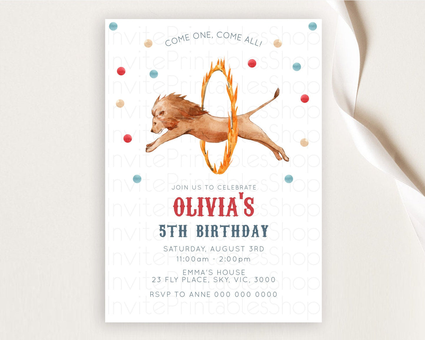 Circus Birthday Invitation Carnival Birthday Invitation Clown Invite Circus Lion Invite Circus Tent Invite Circus Elephant Invite D10523