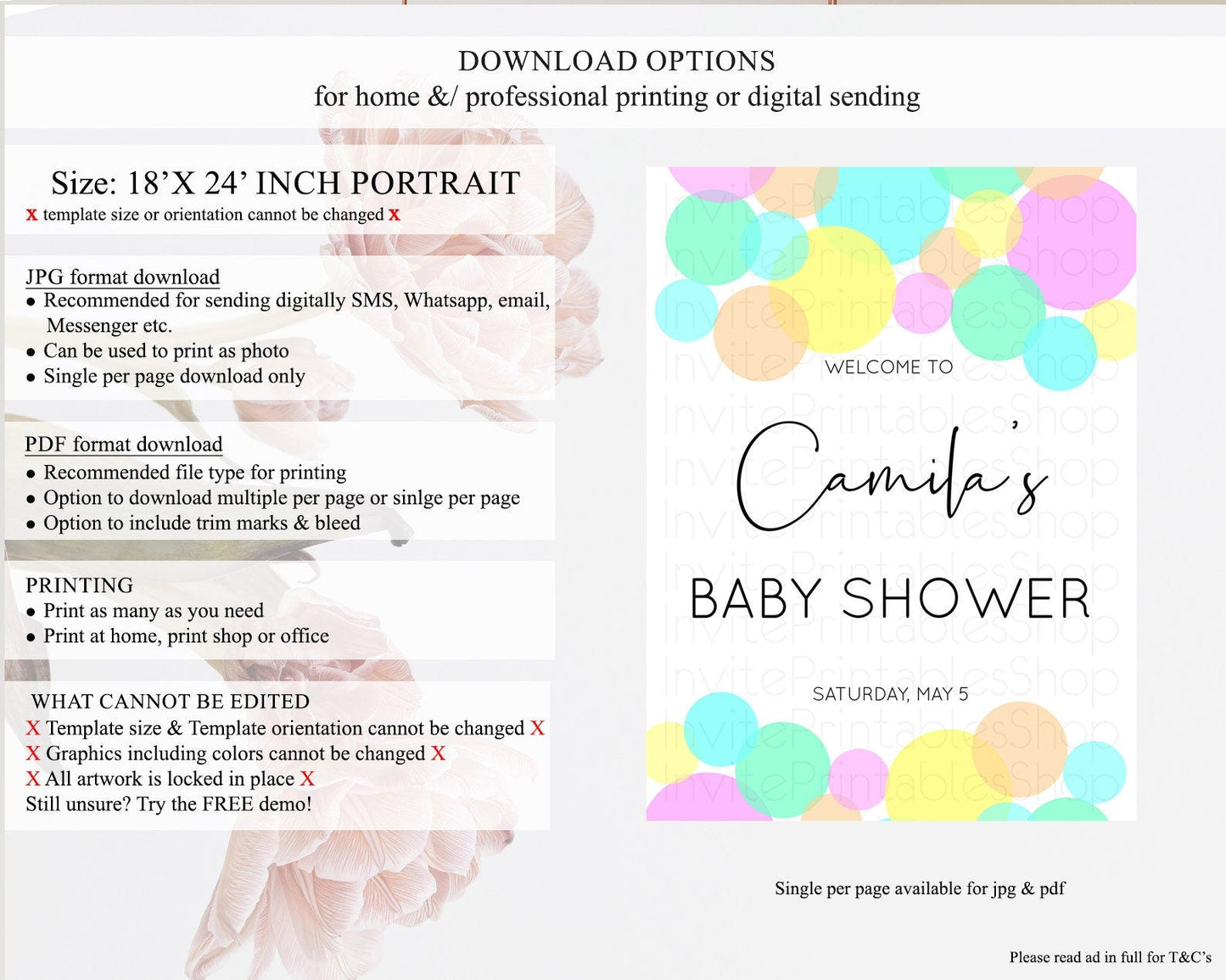 Rainbow Baby Shower Welcome Sign Pastel Welcome Board Pastel Rainbow Confetti Welcome Sign Colorful Bubbles Pastel Welcome Sign D10409