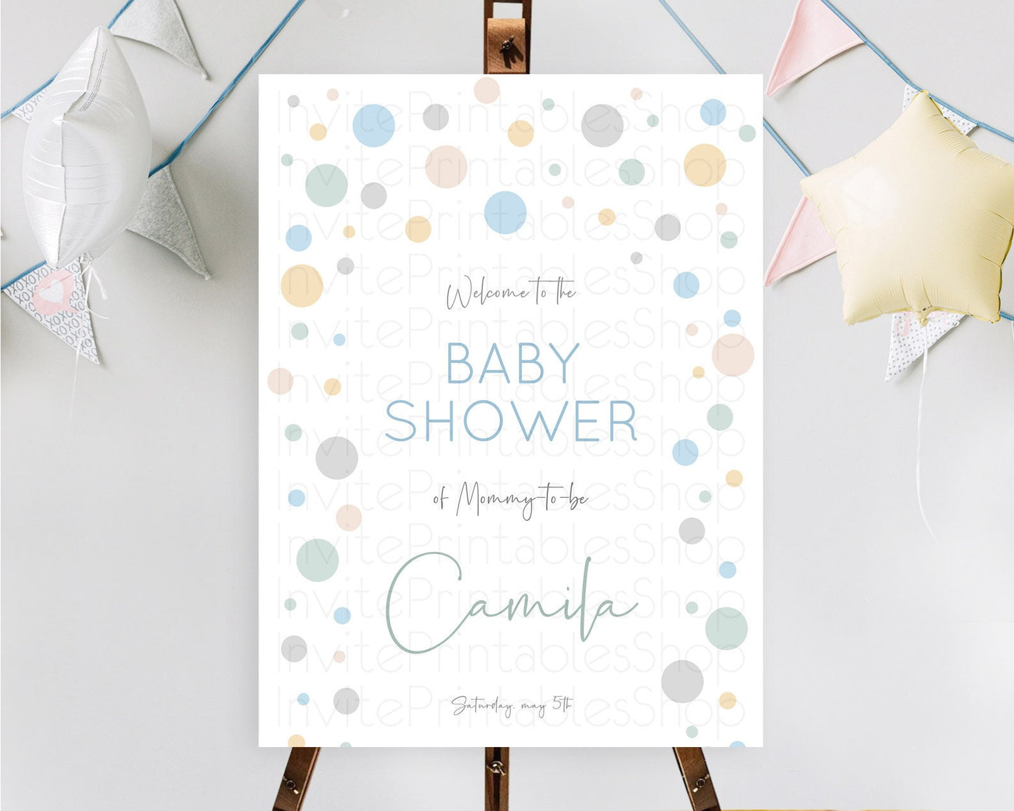 Rainbow Baby Shower Welcome Sign Pastel Welcome Board Pastel Rainbow Confetti Welcome Sign Colorful Bubbles Pastel Welcome Sign D11021