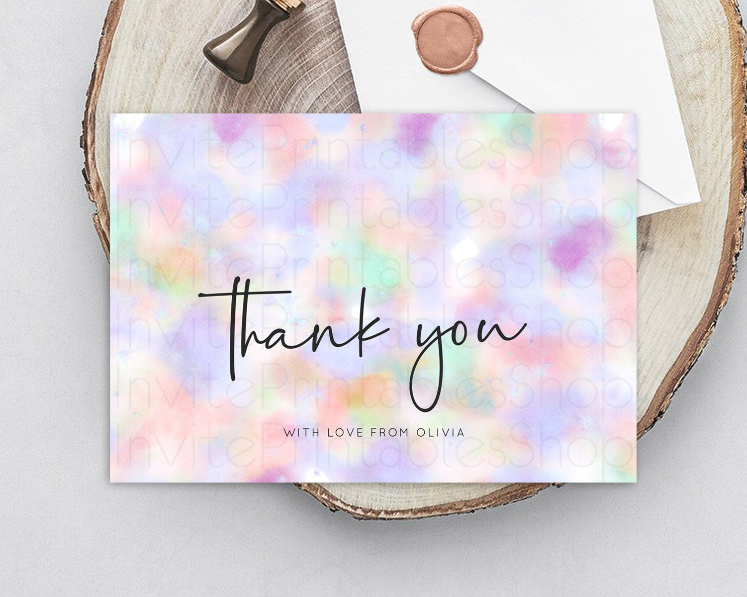 Editable Pastel Thank You Rainbow Thank You Card Colorful Pastel Birthday Th