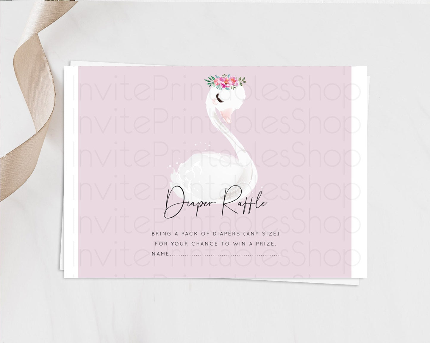 Swan Diaper Raffle Card Swan Princess Ballet Diaper Raffle Insert Enchanted Swan Lake Diaper Ticket Secret Garden Floral Raffle Game D10758