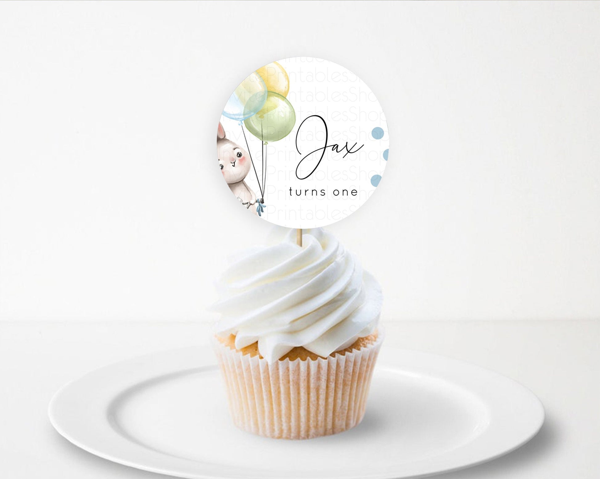 Editable Bunny Cupcake Toppers Pastel Bunny Cupcake Toppers Bunny Balloon Cu