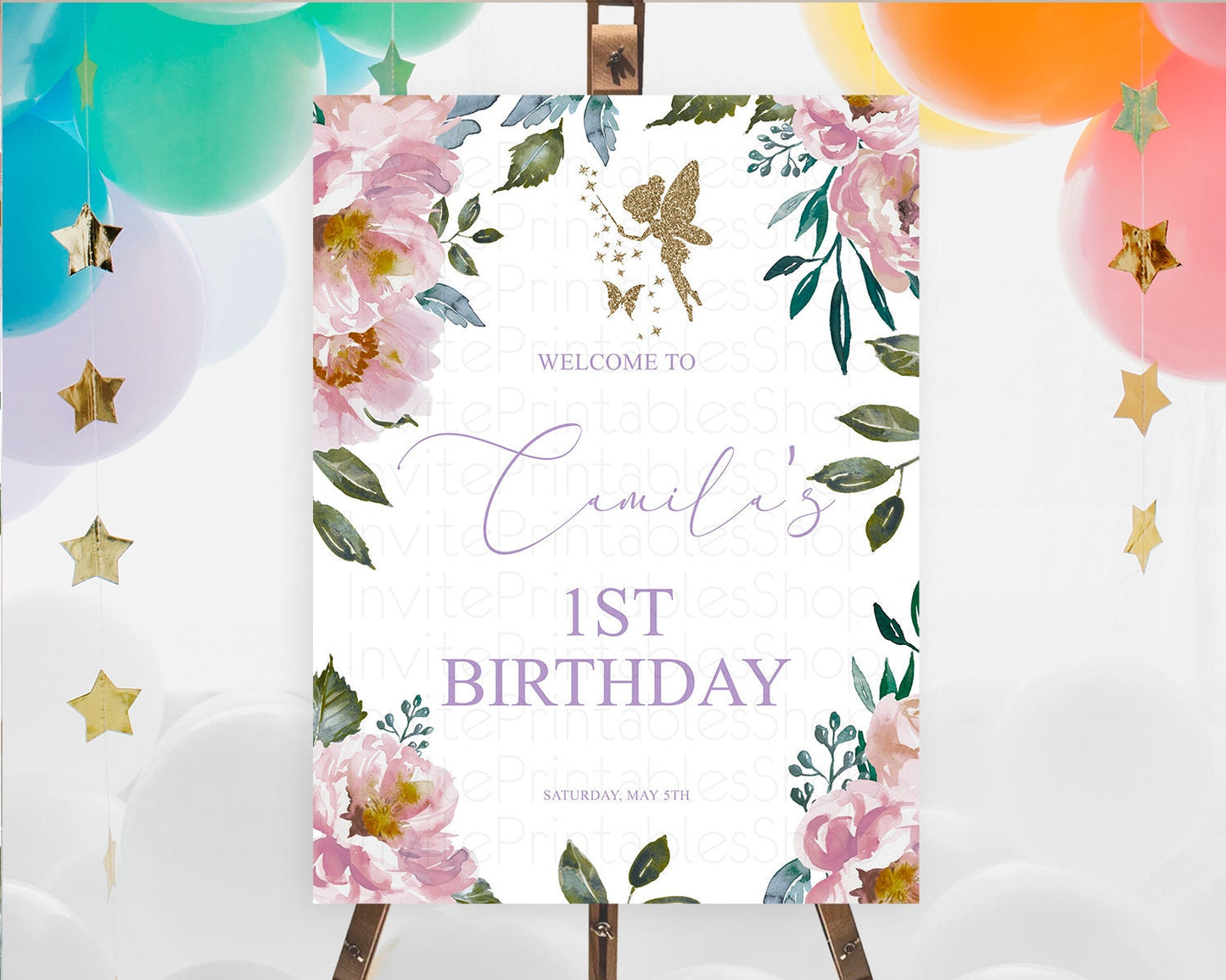 Fairy Welcome Sign Fairy Welcome Board Enchanted Garden Pastel Floral Butterfly Decor Secret Garden First Birthday Welcome Sign D10727