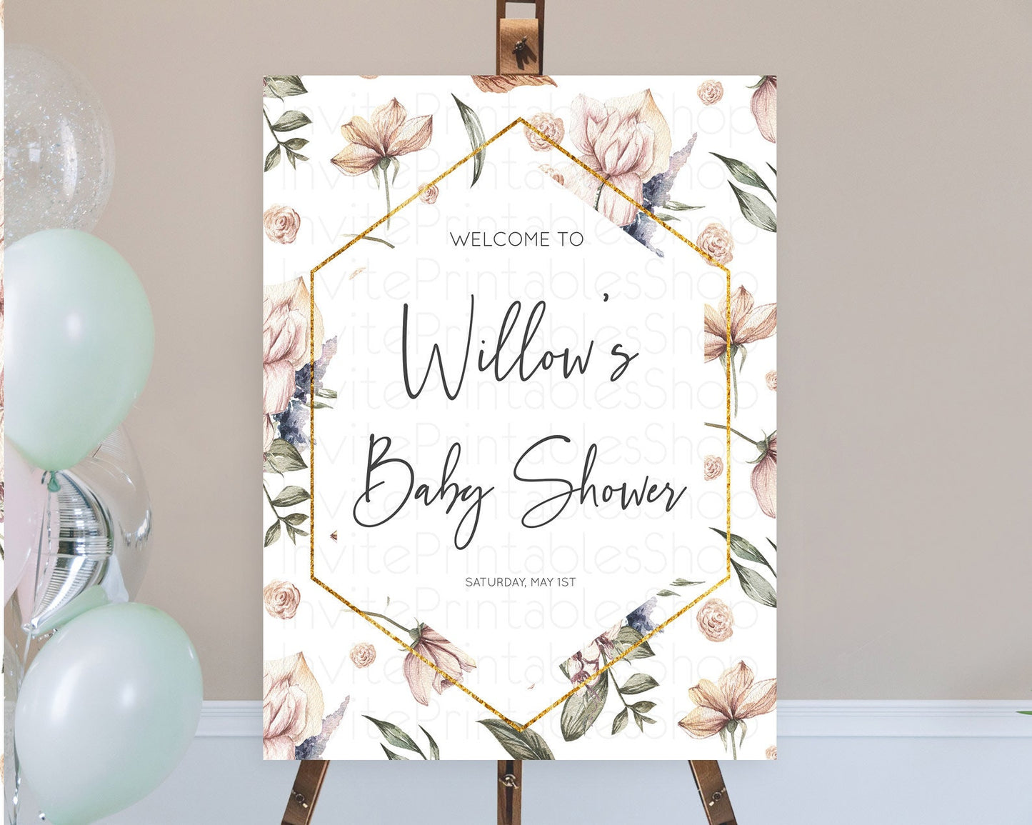 Secret Garden Baby Shower Welcome Sign Wildflower Welcome Board Pastel Flower Garden Welcome Poster Boho Wildflower Welcome Sign D10504