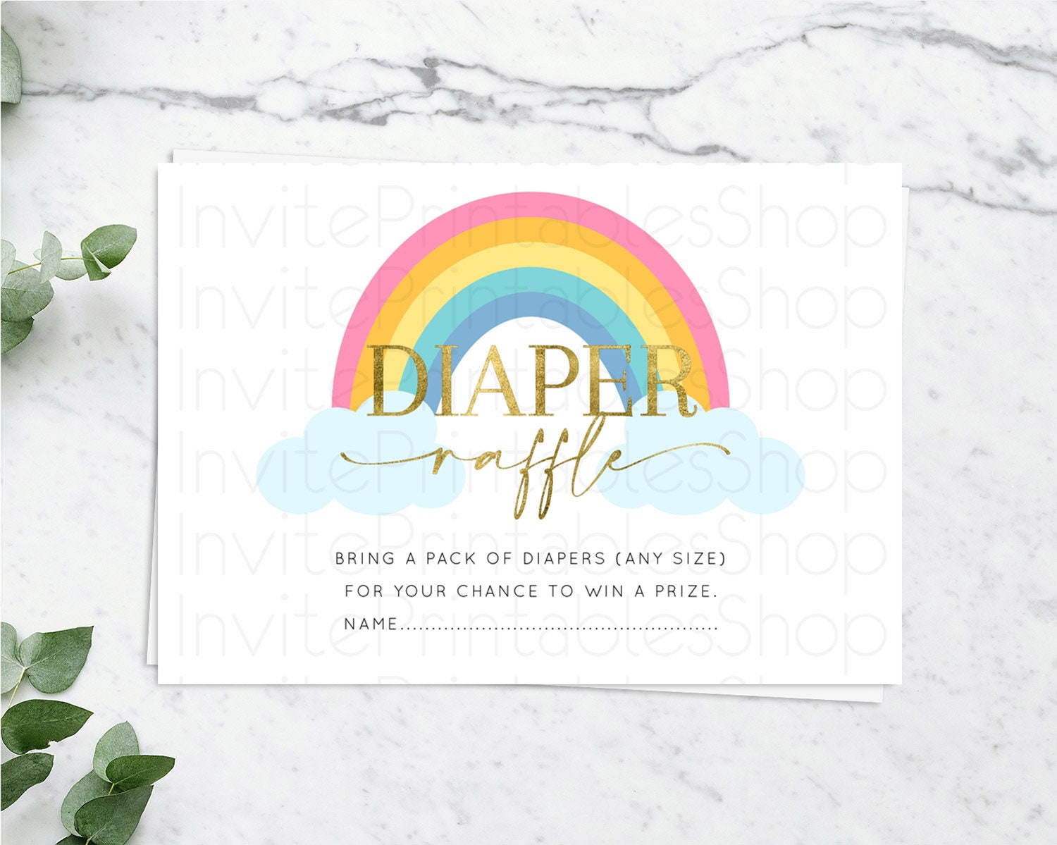 Editable Pastel Rainbow Diaper Raffle Card Boho Rainbow Diaper Insert Boho R