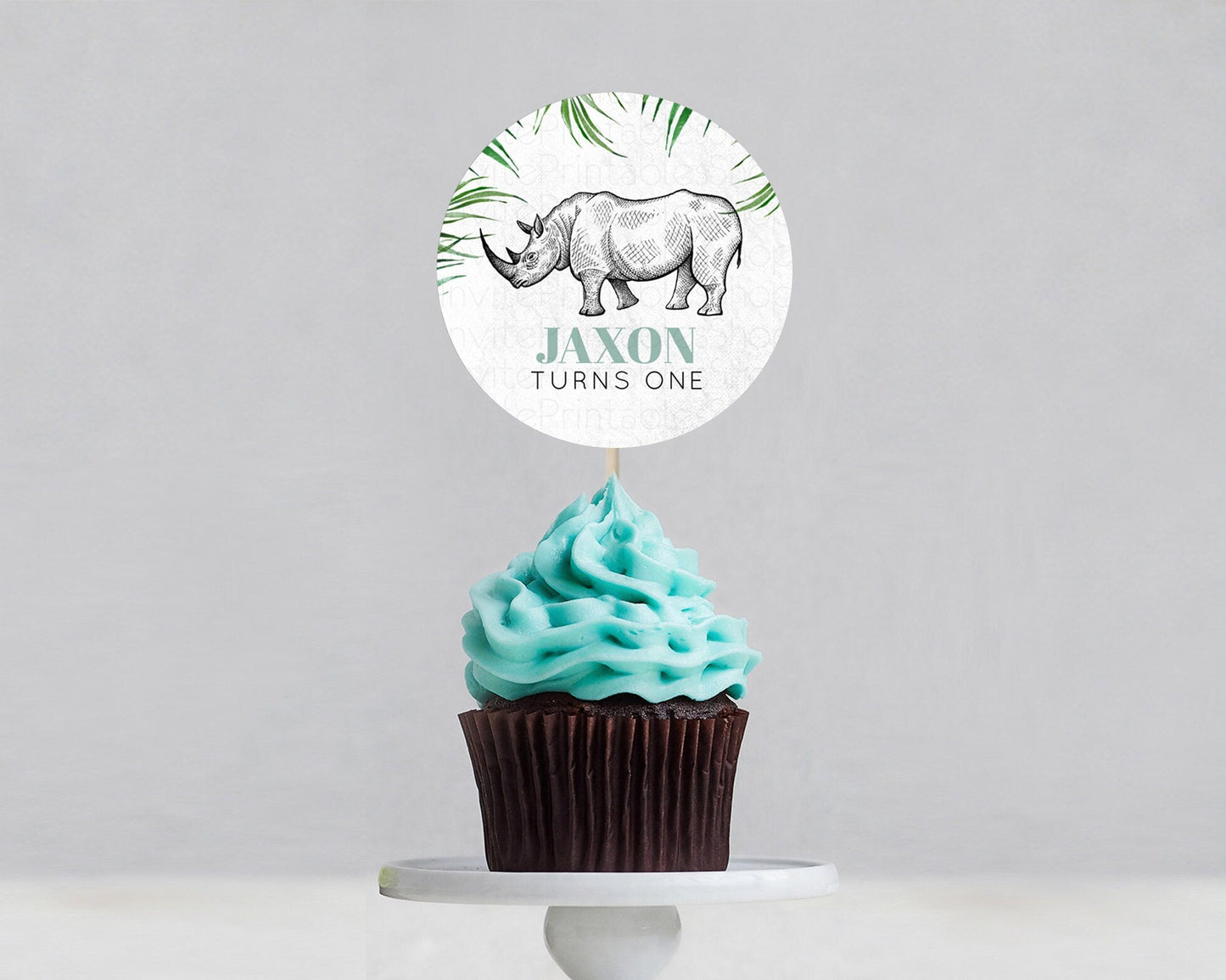 Rhino Cupcake Toppers Rhino Cupcake Rhino Take A Cupcake Toppers Rhino Safari Adventure Decor Zoo Party Rhino Palm Leaf Decor D10848