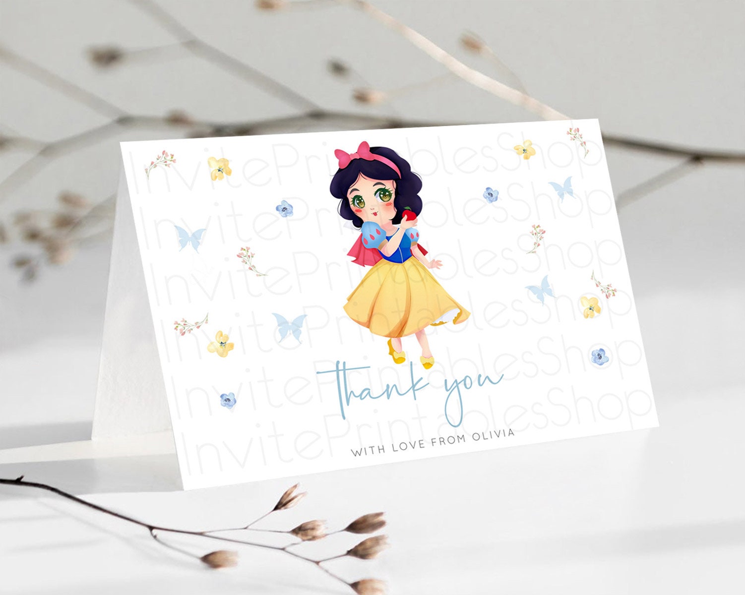 Editable Princess Thank You Castle Thank You Card Secret Garden Birthday Tha