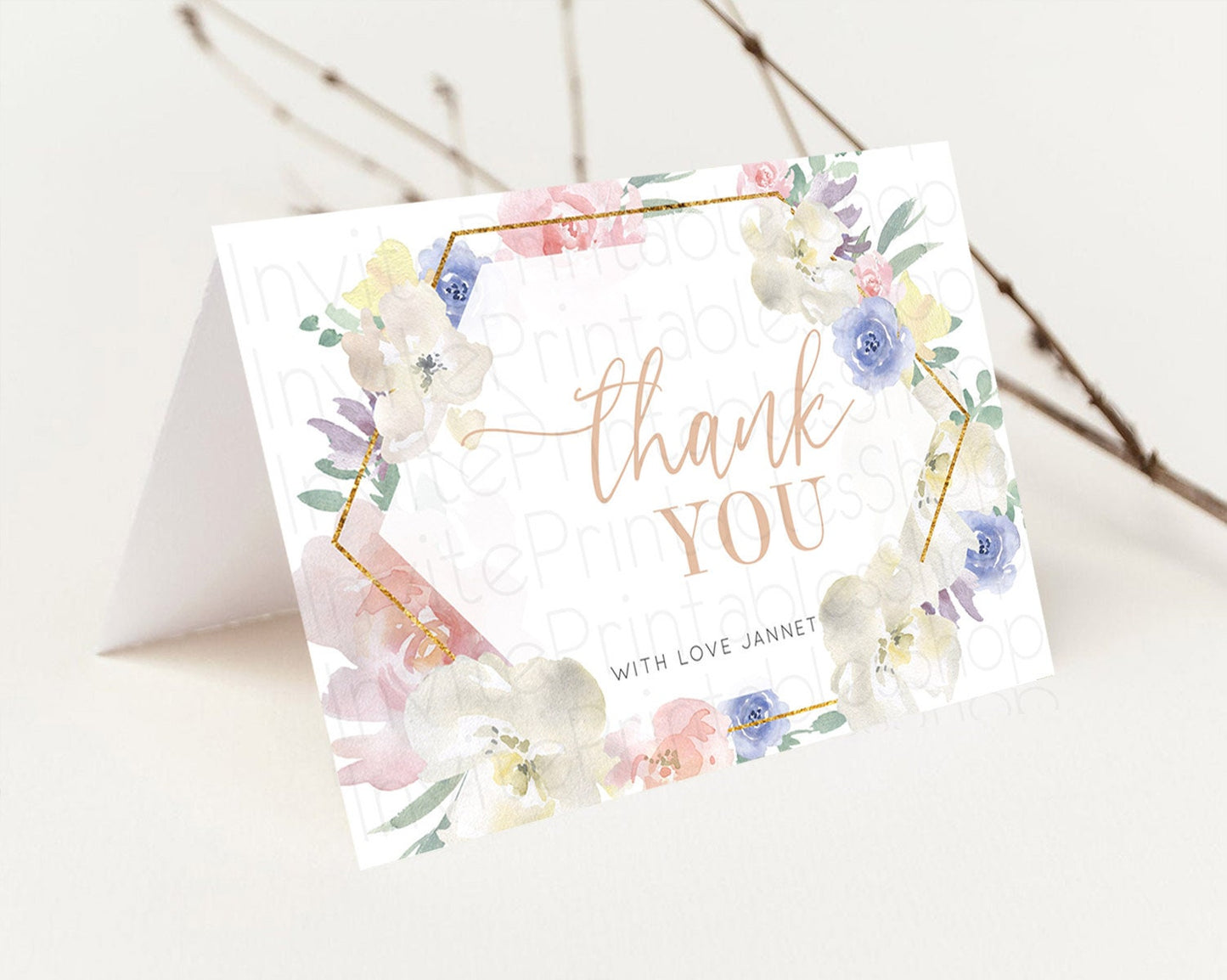 Secret Garden Thank You Wildflower Thank You Card Pastel Flower Garden Birthday Thank You Card Boho Floral Teacher Thank You Card D10254