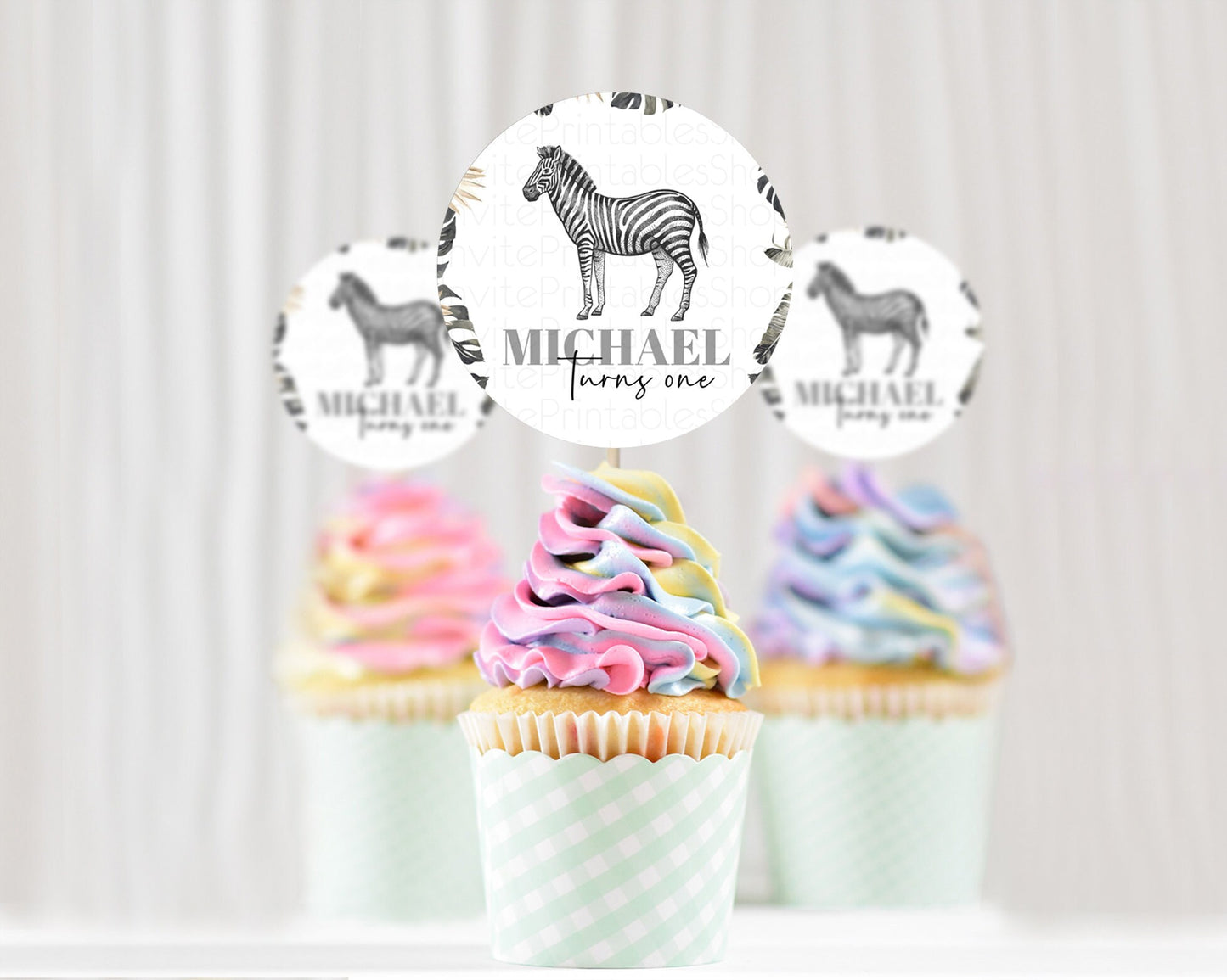 Zebra Cupcake Toppers Zebra Cupcake Zebra Take A Cupcake Toppers Zebra Safari Decor Zoo Party Zebra Palm Leaf Décor First Birthday D10824