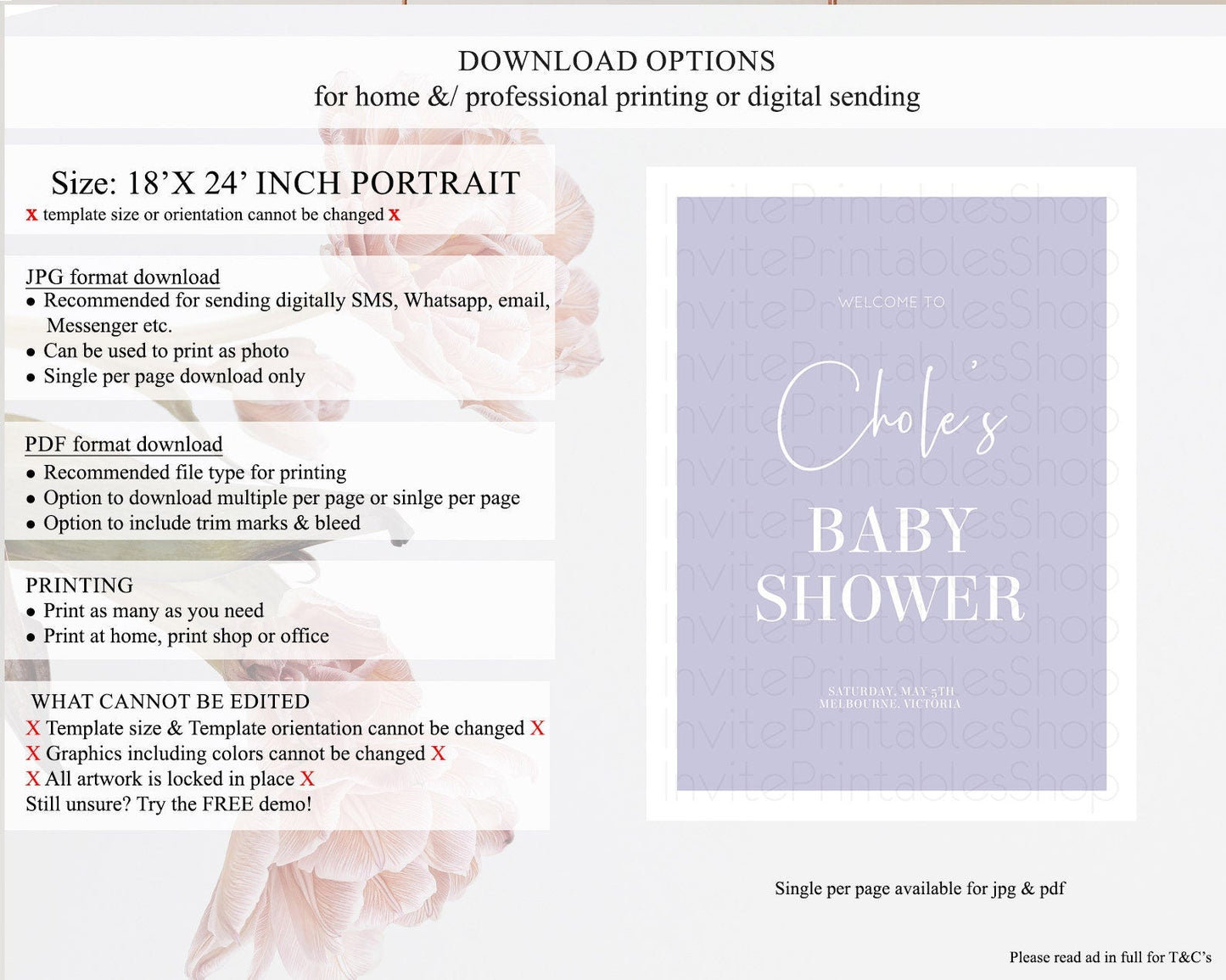Purple Baby Shower Welcome Sign Plain Purple Welcome Board Minimalist Pastel Purple Welcome Poster Modern Purple Simple Welcome Sign D10942