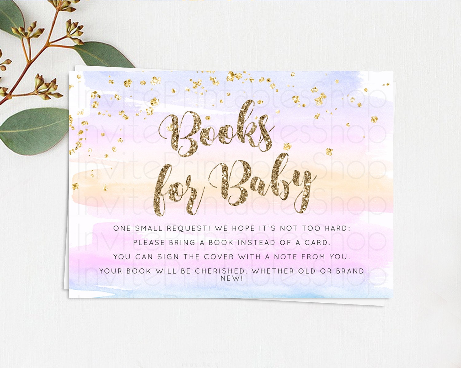 Editable Pastel Books For Baby Card Pastel Rainbow Book Insert Colorful Ombr