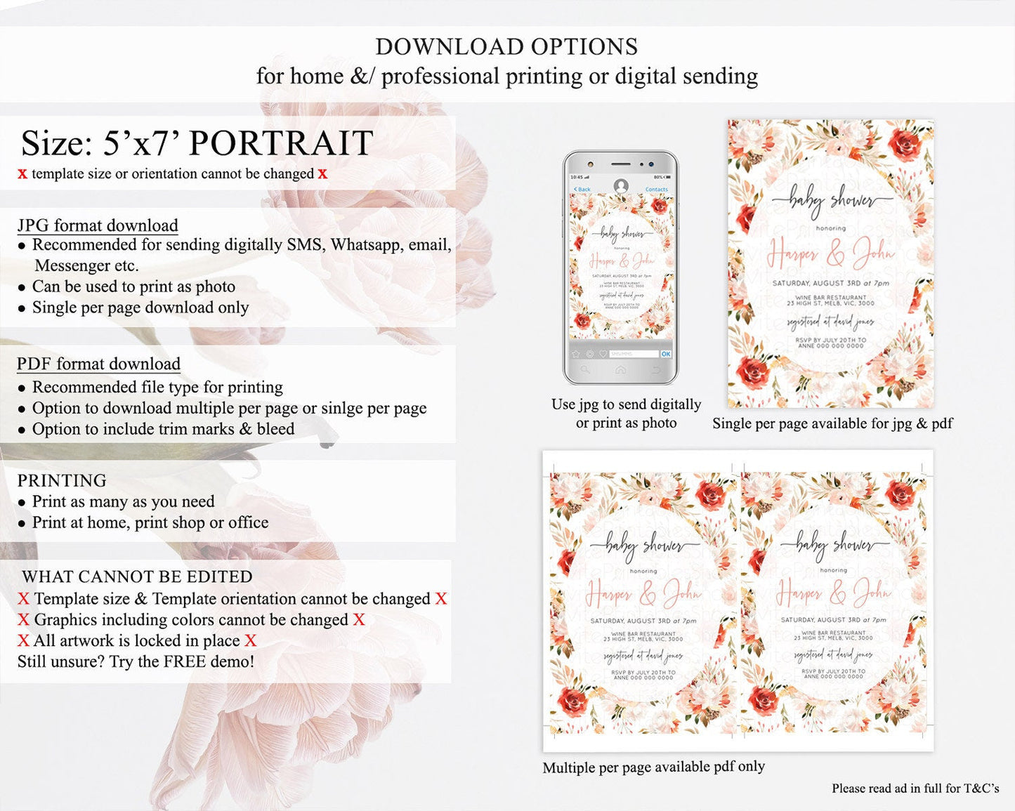 Wildflower Baby Shower Invitation Secret Garden Baby Shower Invitation Pastel Flowers Invite Enchanted Garden Shower Floral Theme D10540