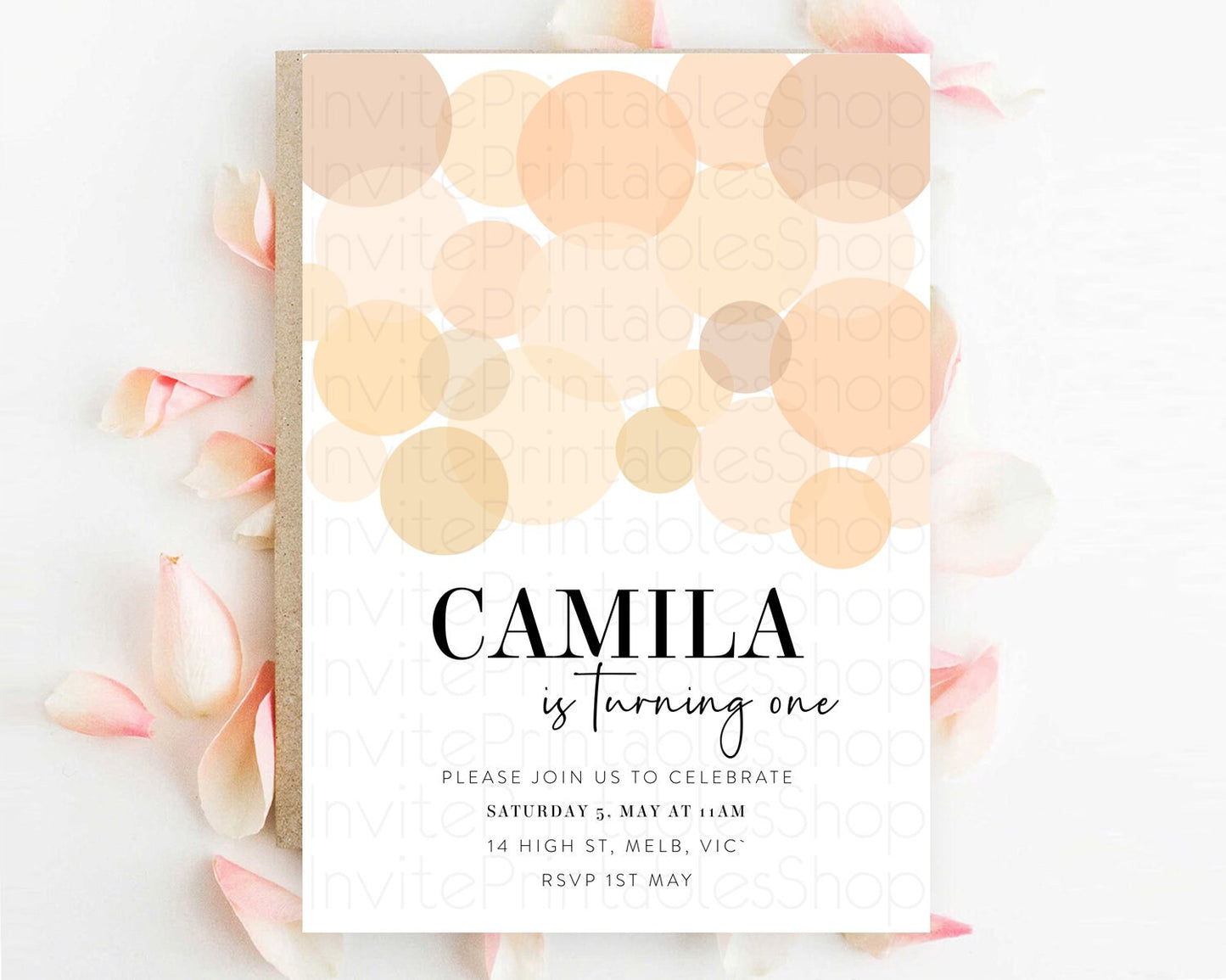 Pastel Birthday Invitation Orange Confetti Birthday Invitation Confetti Birthday Invitation Bubbles Invitation 1st First Birthday 100212