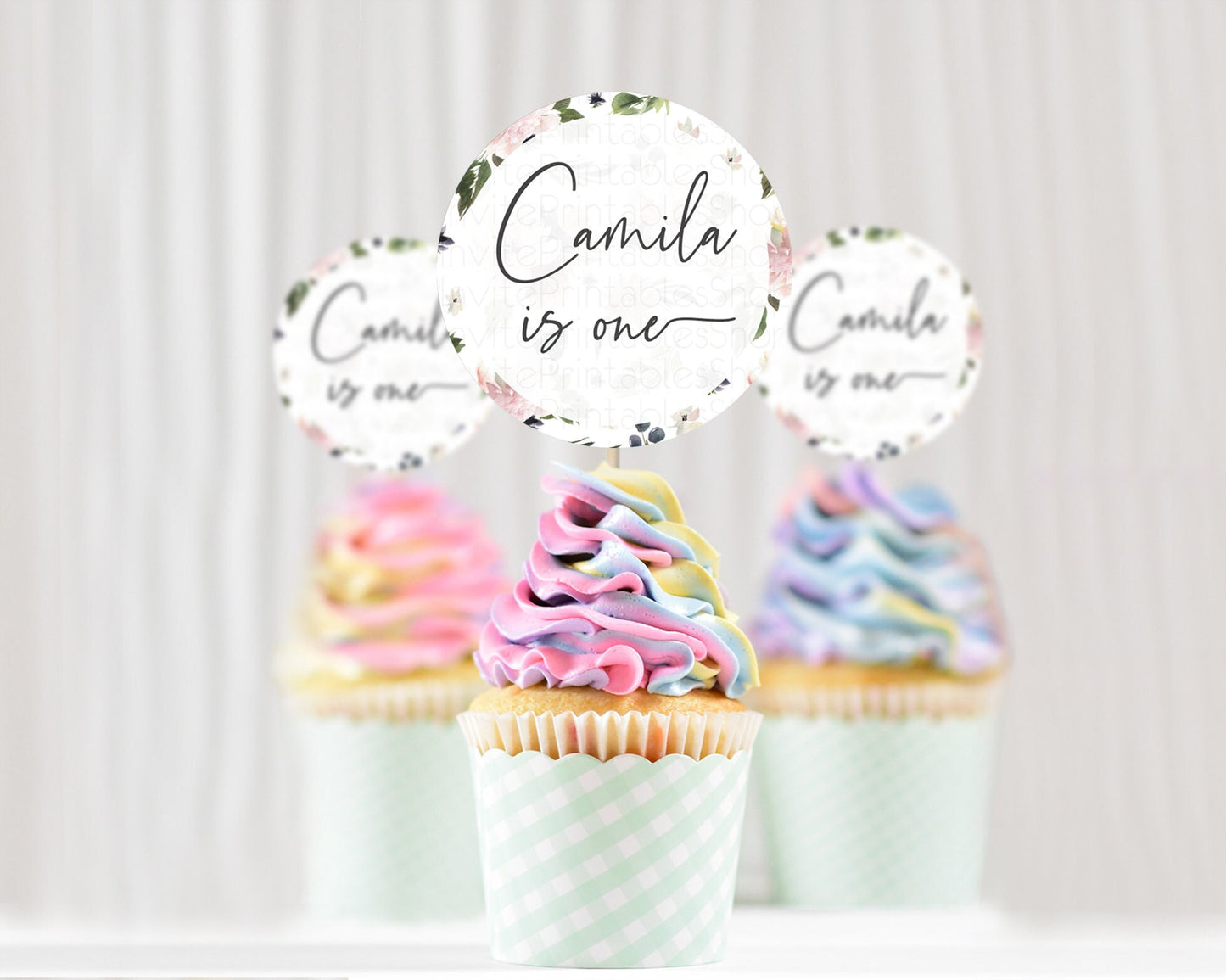 Secret Garden Cupcake Toppers Wildflower Cupcake Toppers Pastel Flowers Cupcake Toppers Enchanted Garden Boho Floral First Birthday D10538