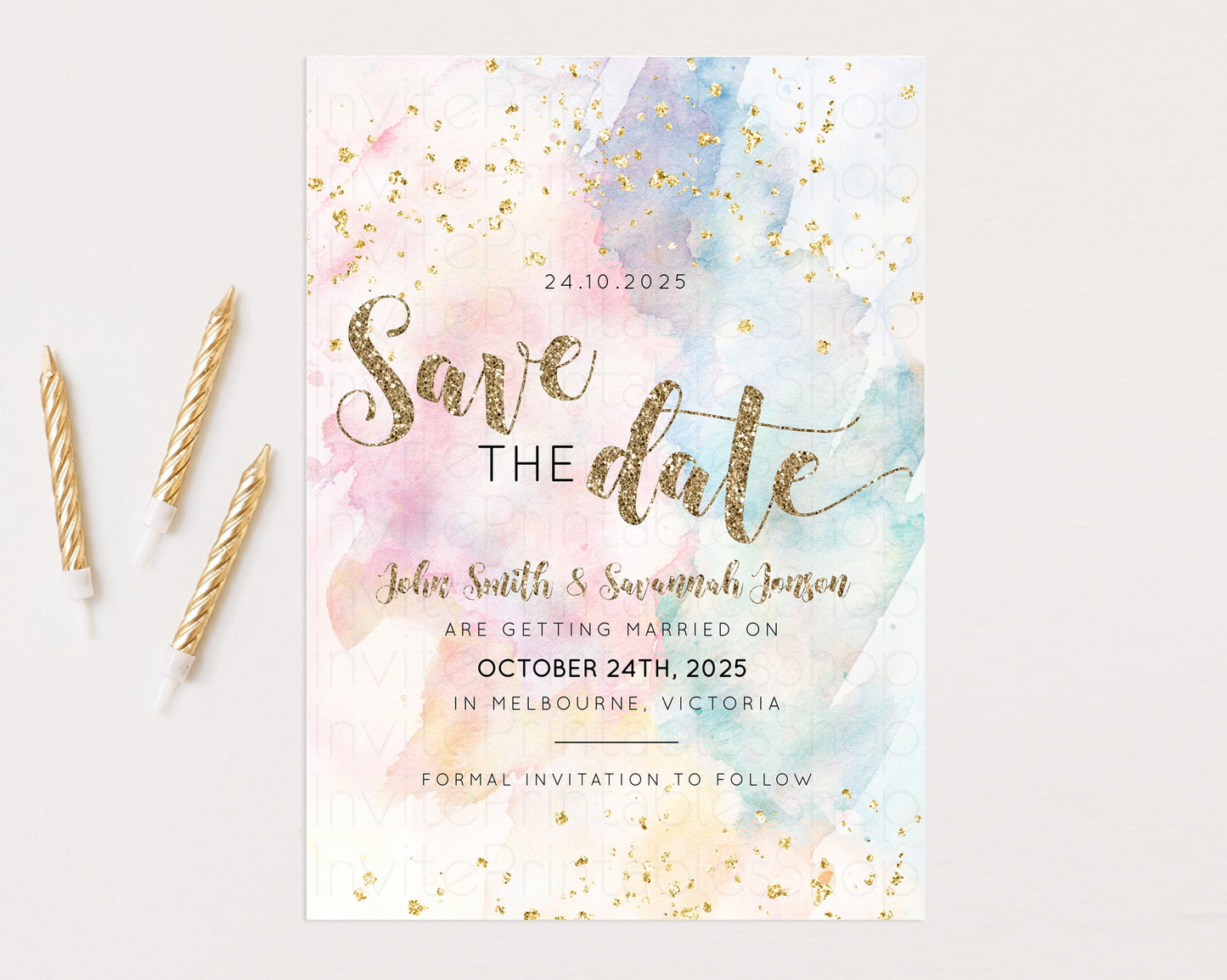Pastel Save The Date Pastel Colors Save The Date Rainbow Colors Save The Date Ombre Invite Splash Wedding Engaged Baptism Christening 276