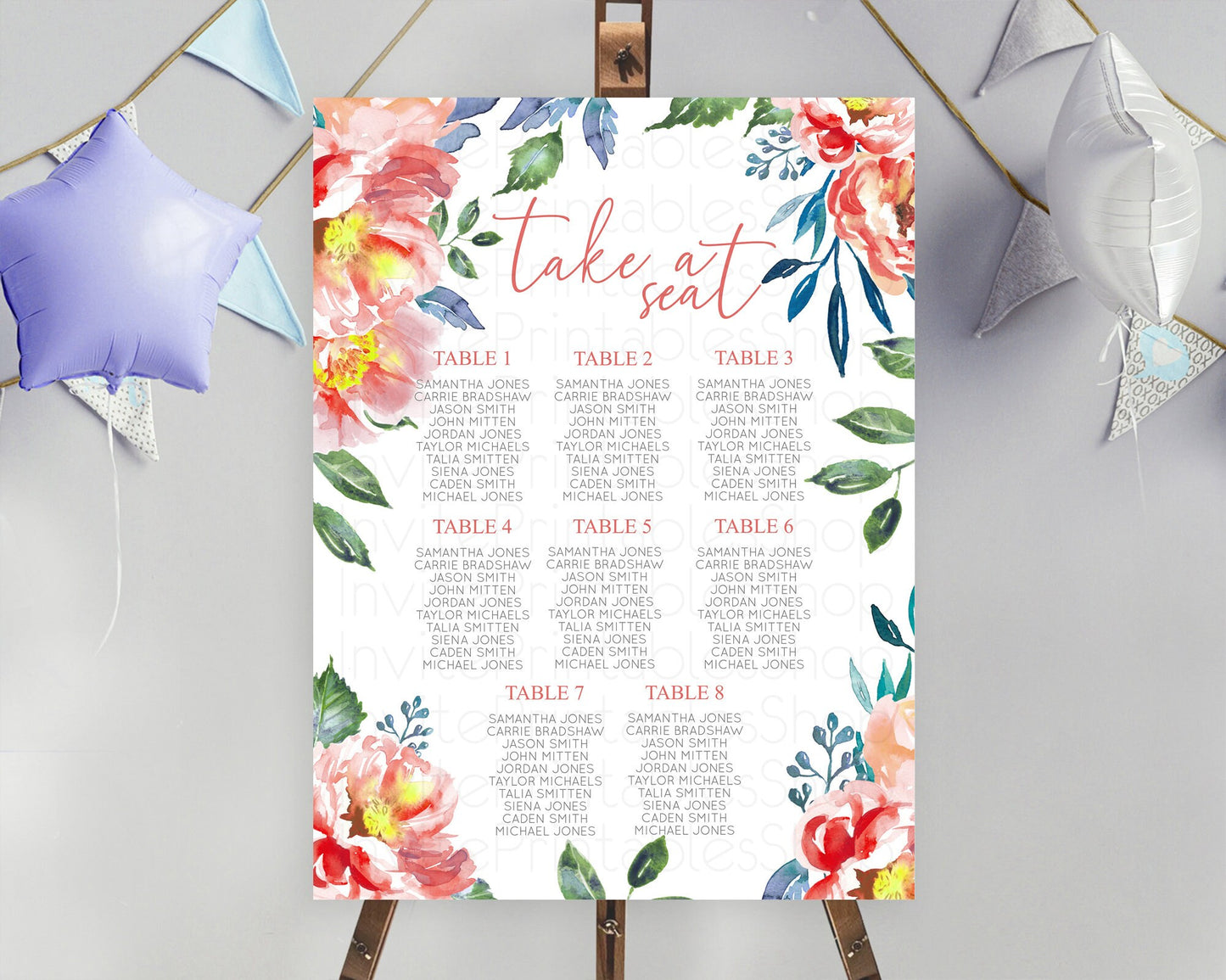 Secret Garden Seating Chart Wildflower Seating Chart Pastel Flowers Seating Chart Enchanted Garden Boho Floral Take A Seat Décor D10751