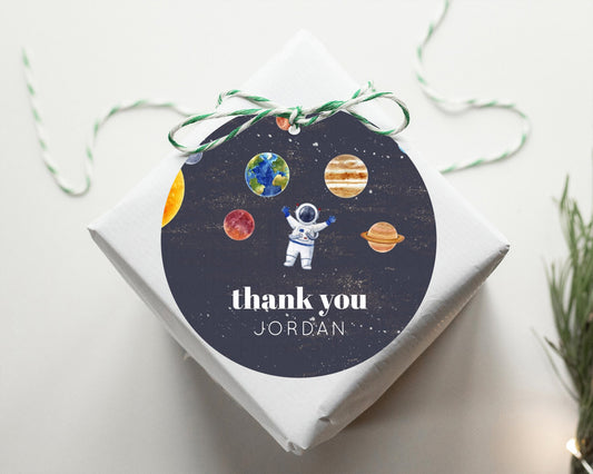 Space Thank You Tags Space Thank You Gift Tags First Trip Around the Sun Favor Tags Planets Solar System ONE year First Birthday Tag D10144