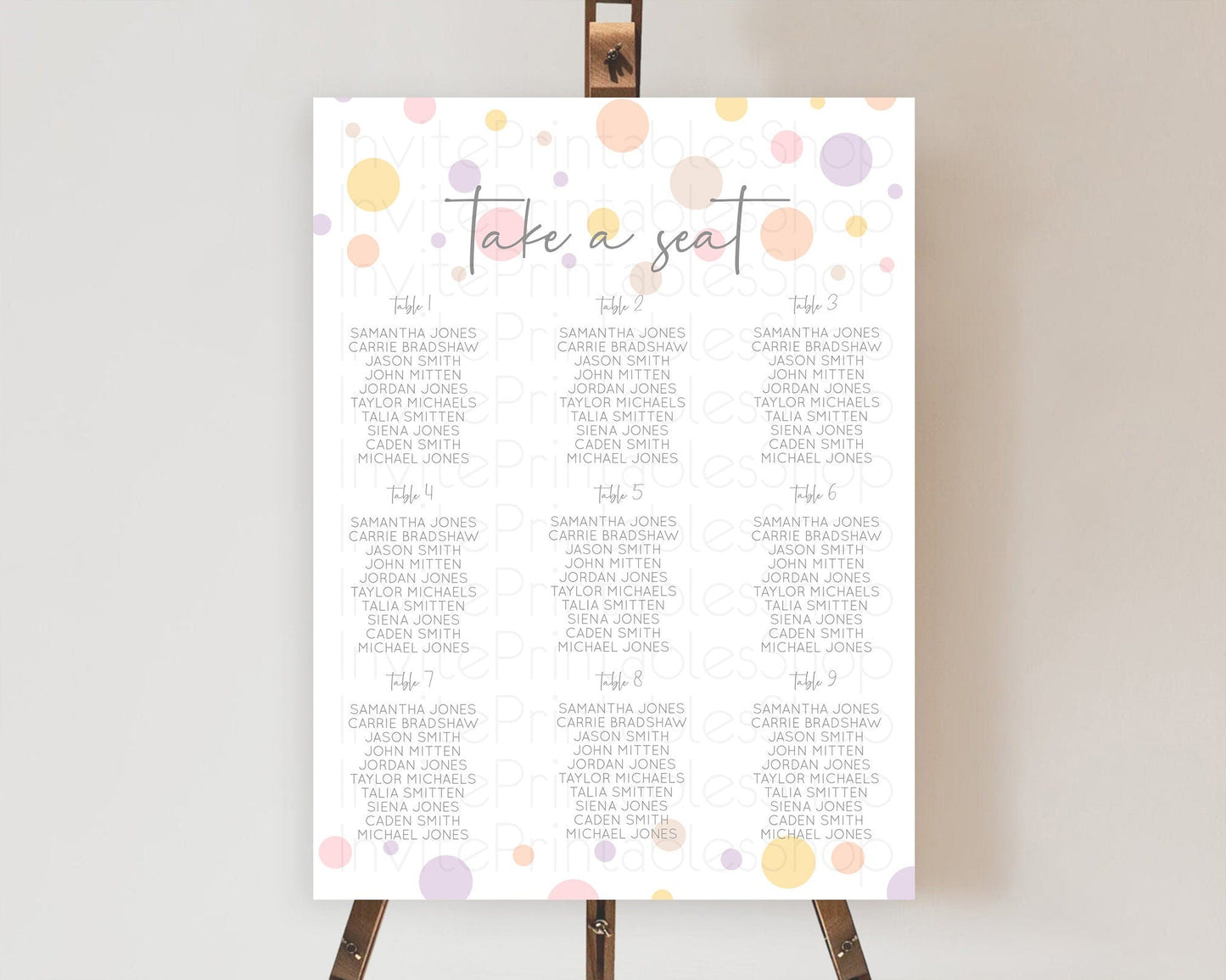 Pastel Seating Chart Pastel Confetti Seating Chart Bubbles Sprinkles Seating Sign Colorful Rainbow Decor Confetti Seating Board D10759