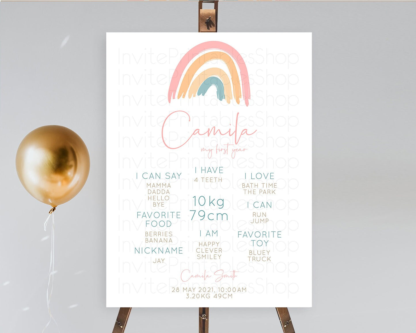Pastel Rainbow First Birthday Milestone Poster Boho Rainbow Milestone Board Rainbow Milestone Pastel Milestone Rainbow 1st Birthday D10351