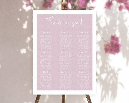 Pink Seating Chart Plain Pink Seating Sign Minimalist Pink Seating Sign Pastel Pink Table Number Sign Take A Seat Blue Décor D10940