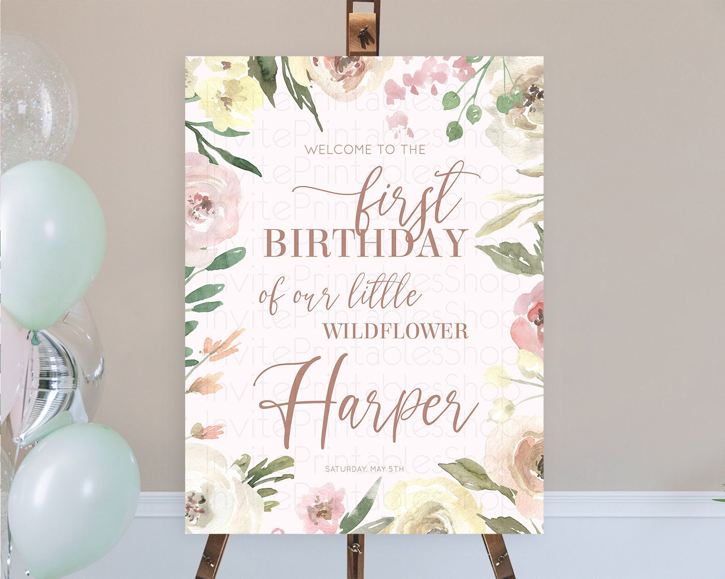 Secret Garden Welcome Sign Wildflower Welcome Board Pastel Flower Garden Welcome Poster Boho Wildflower First Birthday Welcome Sign D10192