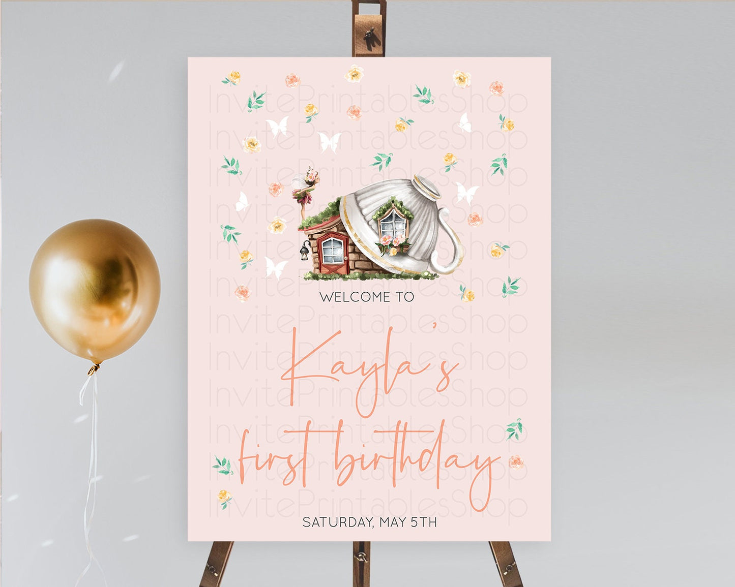 Fairy Welcome Sign Fairy Welcome Board Enchanted Garden Pastel Floral Butterfly Decor Secret Garden First Birthday Welcome Sign D10384