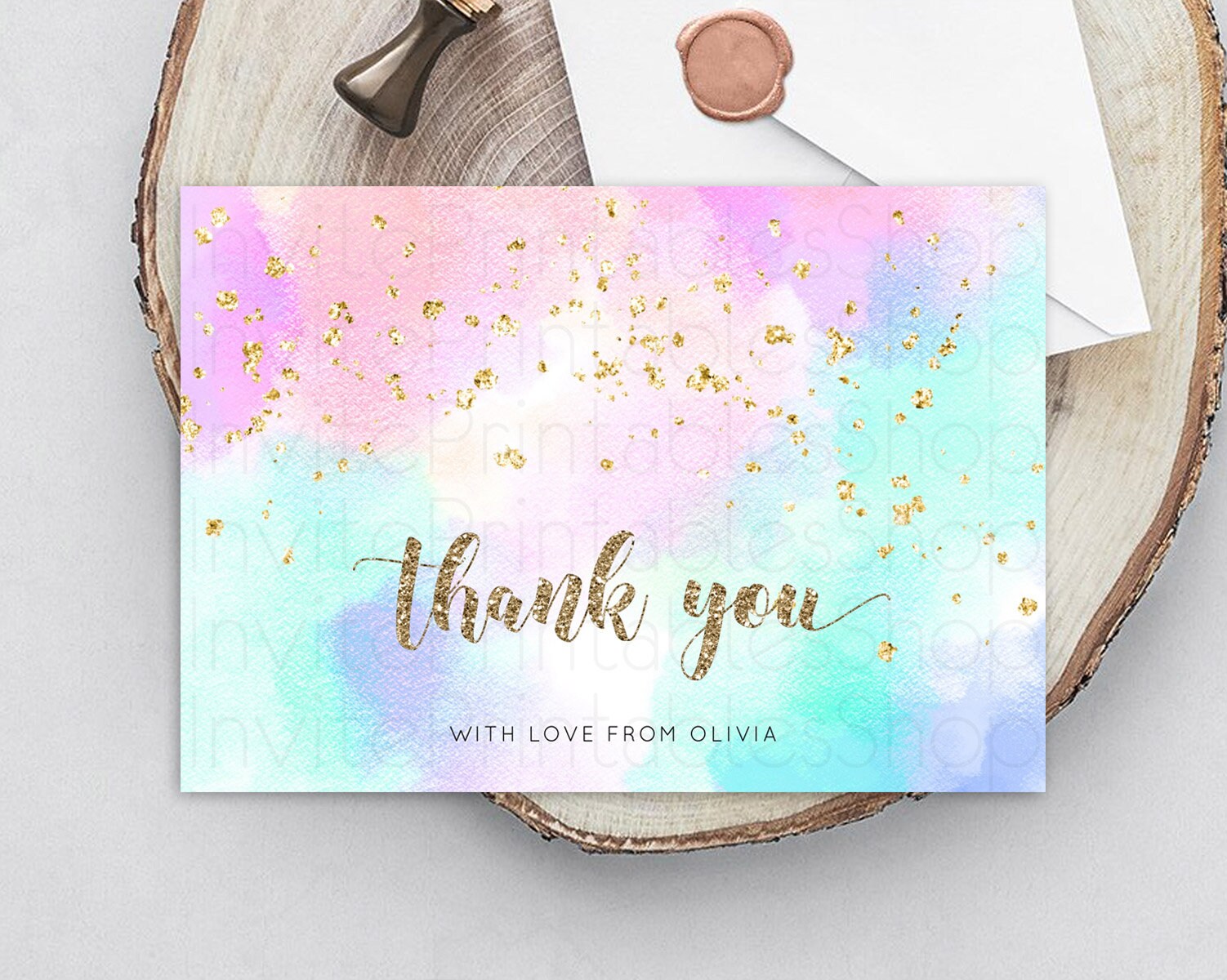 Editable Pastel Thank You Rainbow Thank You Card Colorful Pastel Birthday Th