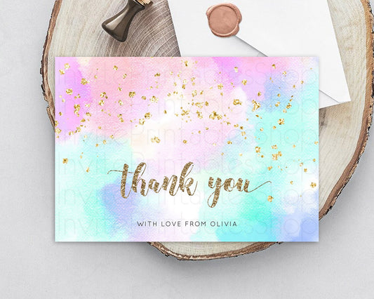 Editable Pastel Thank You Rainbow Thank You Card Colorful Pastel Birthday Th