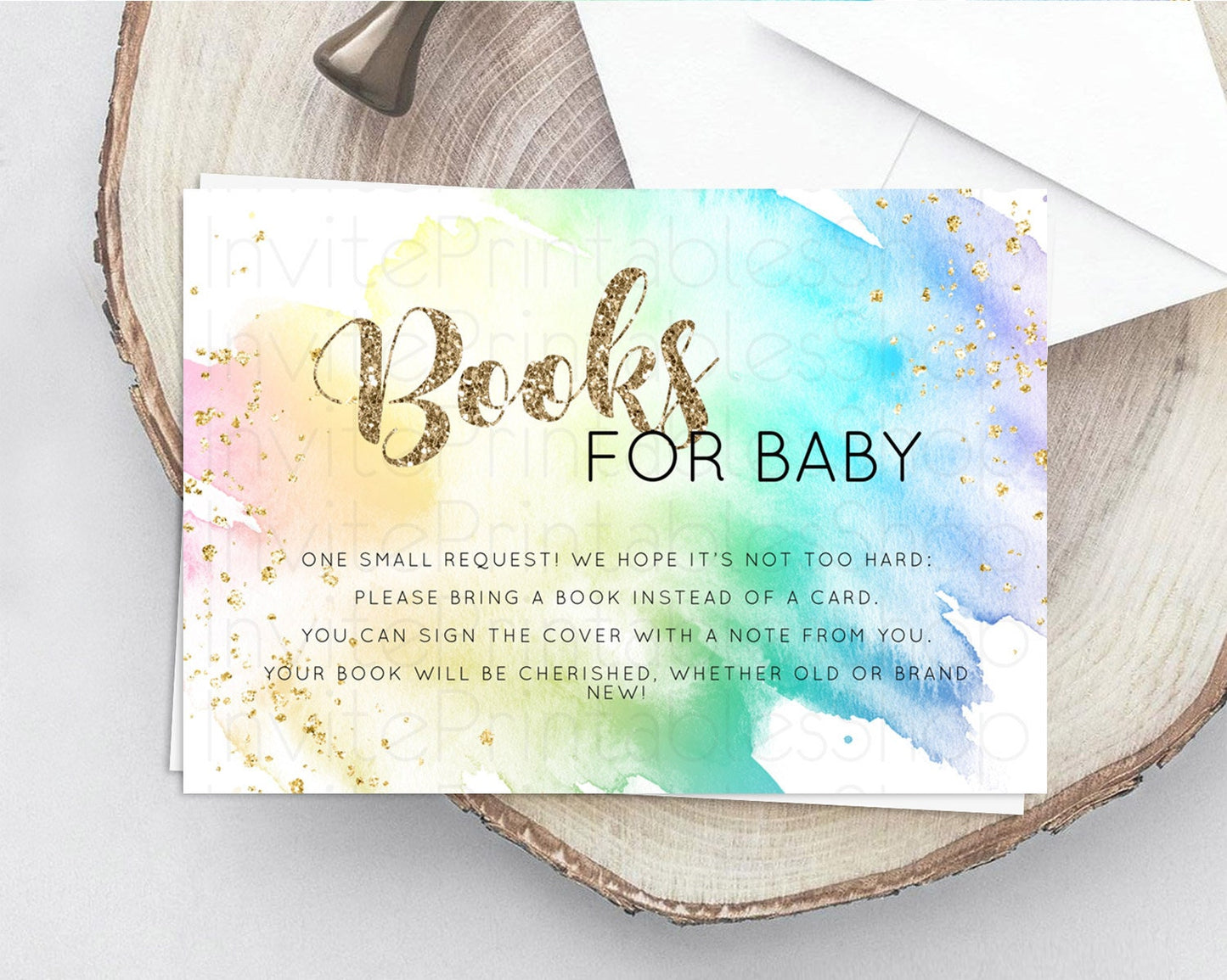 Editable Pastel Books For Baby Card Pastel Rainbow Book Insert Colorful Ombr