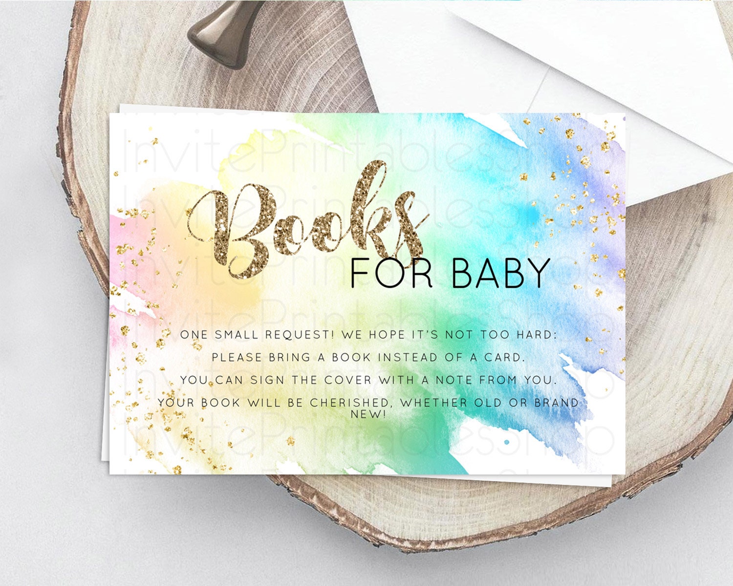 Editable Pastel Books For Baby Card Pastel Rainbow Book Insert Colorful Ombr