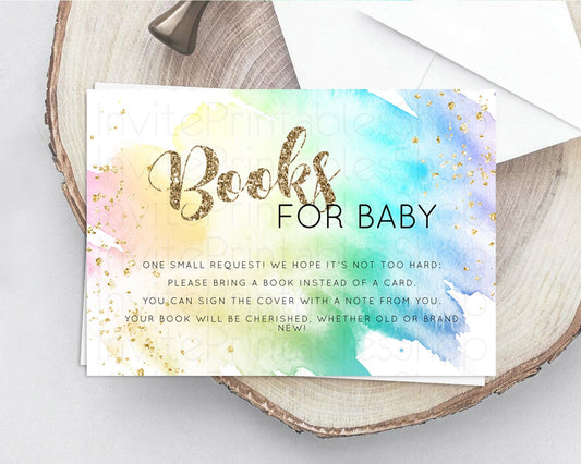 Editable Pastel Books For Baby Card Pastel Rainbow Book Insert Colorful Ombr