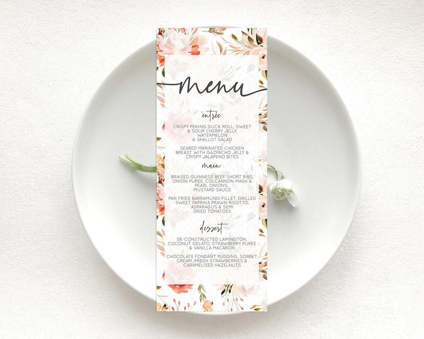 Secret Garden Menu Wildflower Menu Template Pastel Flower Garden Table Decor Boho Floral Dinner Dessert Floral Party Food Menu D10540