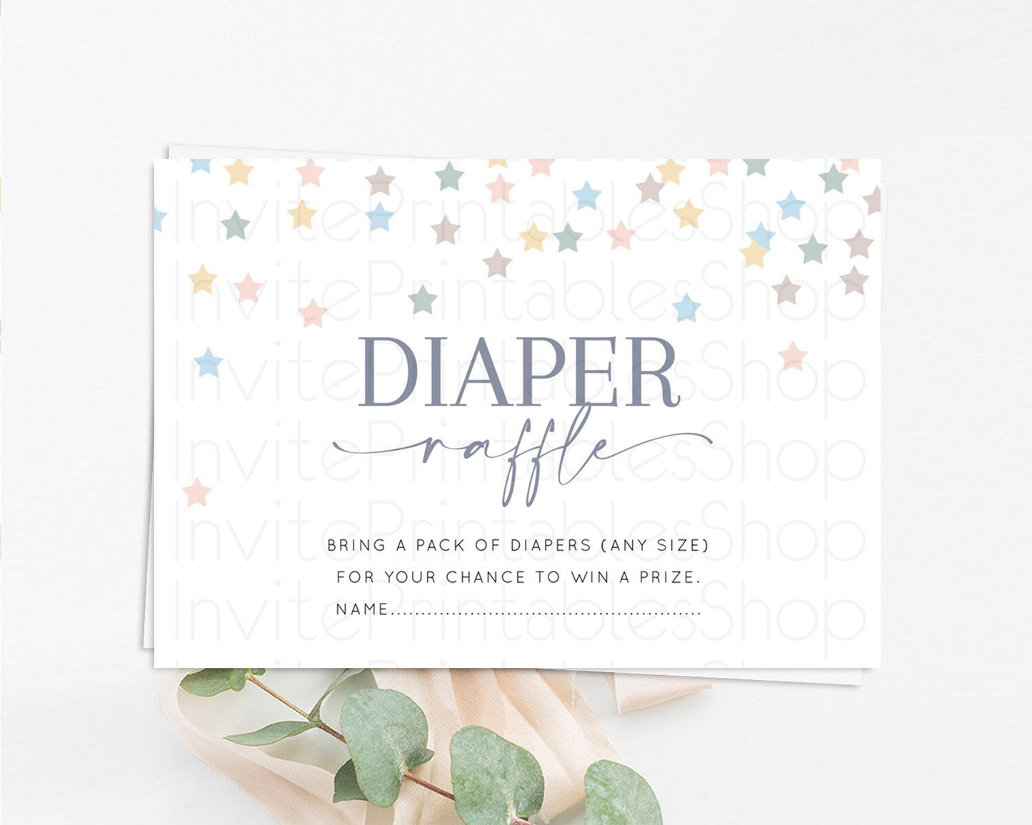 Pastel Star Diaper Raffle Card Shooting Star Diaper Raffle Insert Twinkle Little Star Diaper Ticket Rainbow Confetti Raffle Game D10795