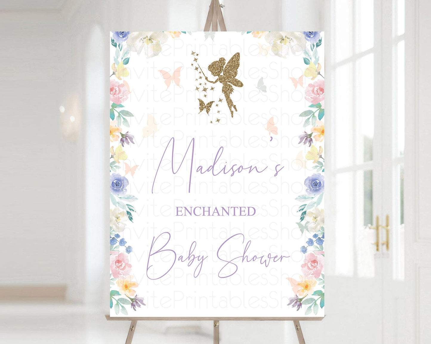 Fairy Baby Shower Welcome Sign Fairy Welcome Board Enchanted Garden Pastel Floral Butterfly Décor Secret Garden Fairy Welcome Sign D10761