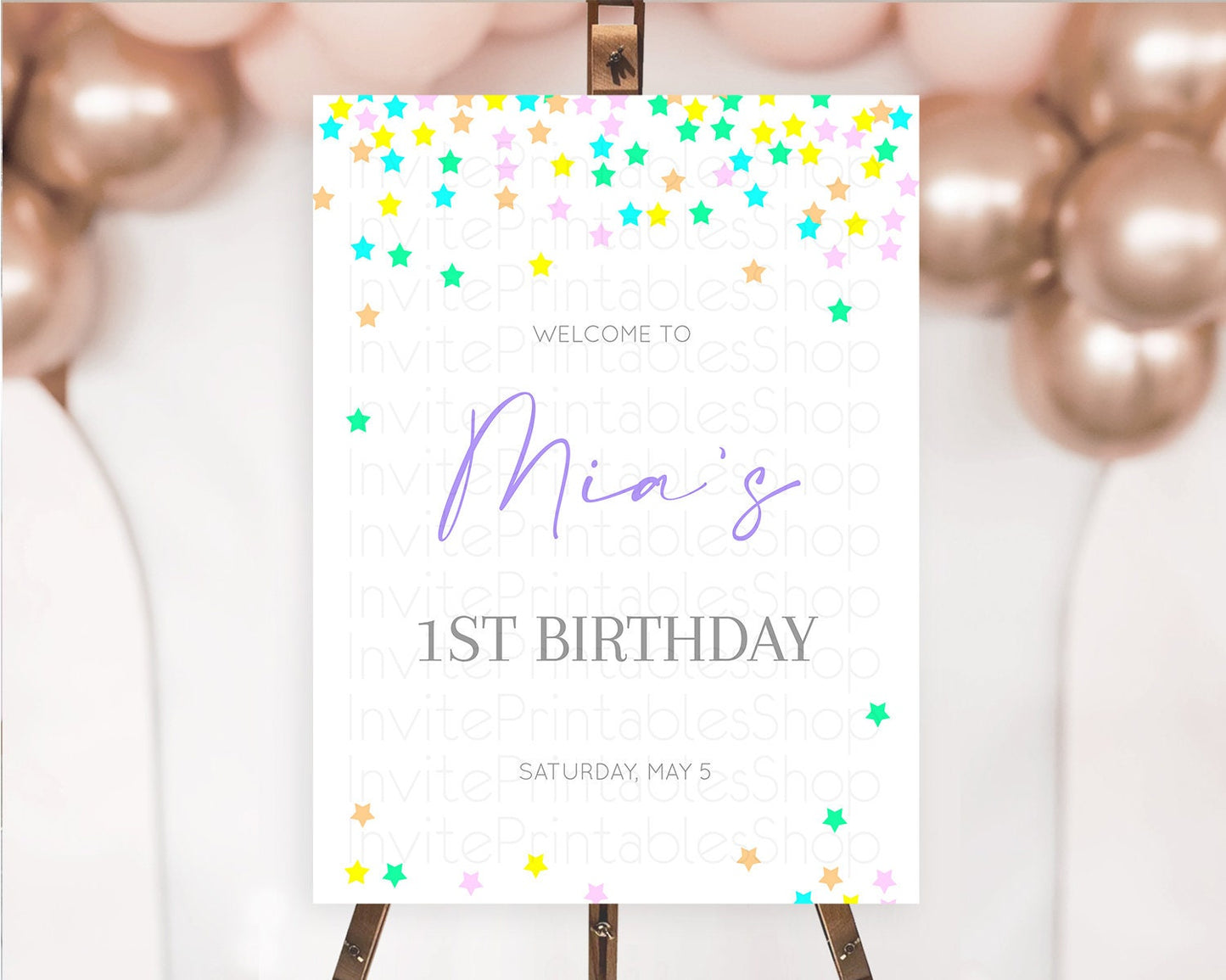 Editable Star Welcome Board Pastel Stars Welcome Sign Shooting Star Rainbow
