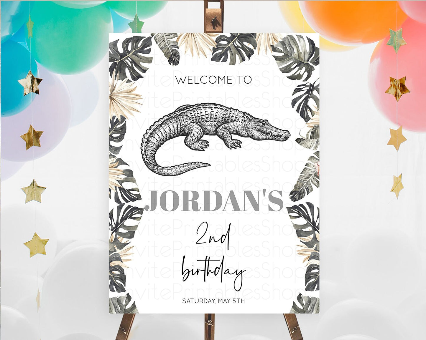 Crocodile Welcome Sign Alligator Welcome Board Croc Gator Party Welcome Poster Safari Decor Croc Gator First Birthday Welcome Sign D10830