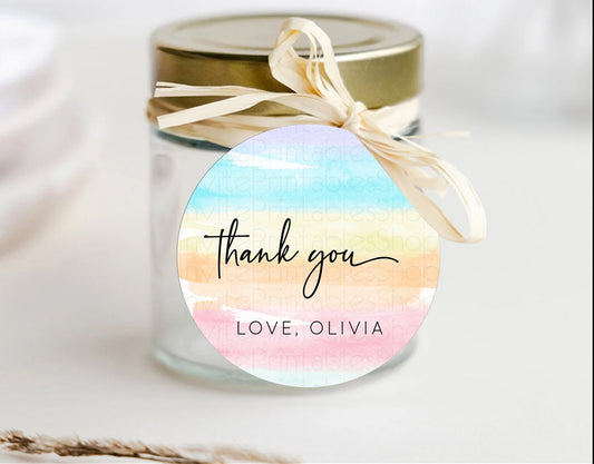 Pastel Thank You Tags Rainbow Thank You Gift Tags Colorful Pastel Favor Tags Confetti Watercolor Pastel First Birthday Thank You D10505