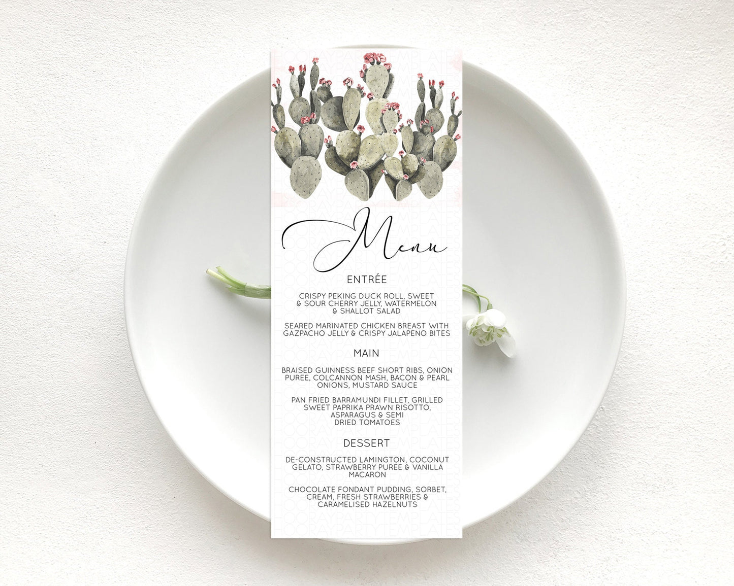 Prickly Pear Menu Template Prickly Pear Menu Cactus Table Decor Tropical Fiesta Party Cactus Dinner Dessert Food Menu D11052