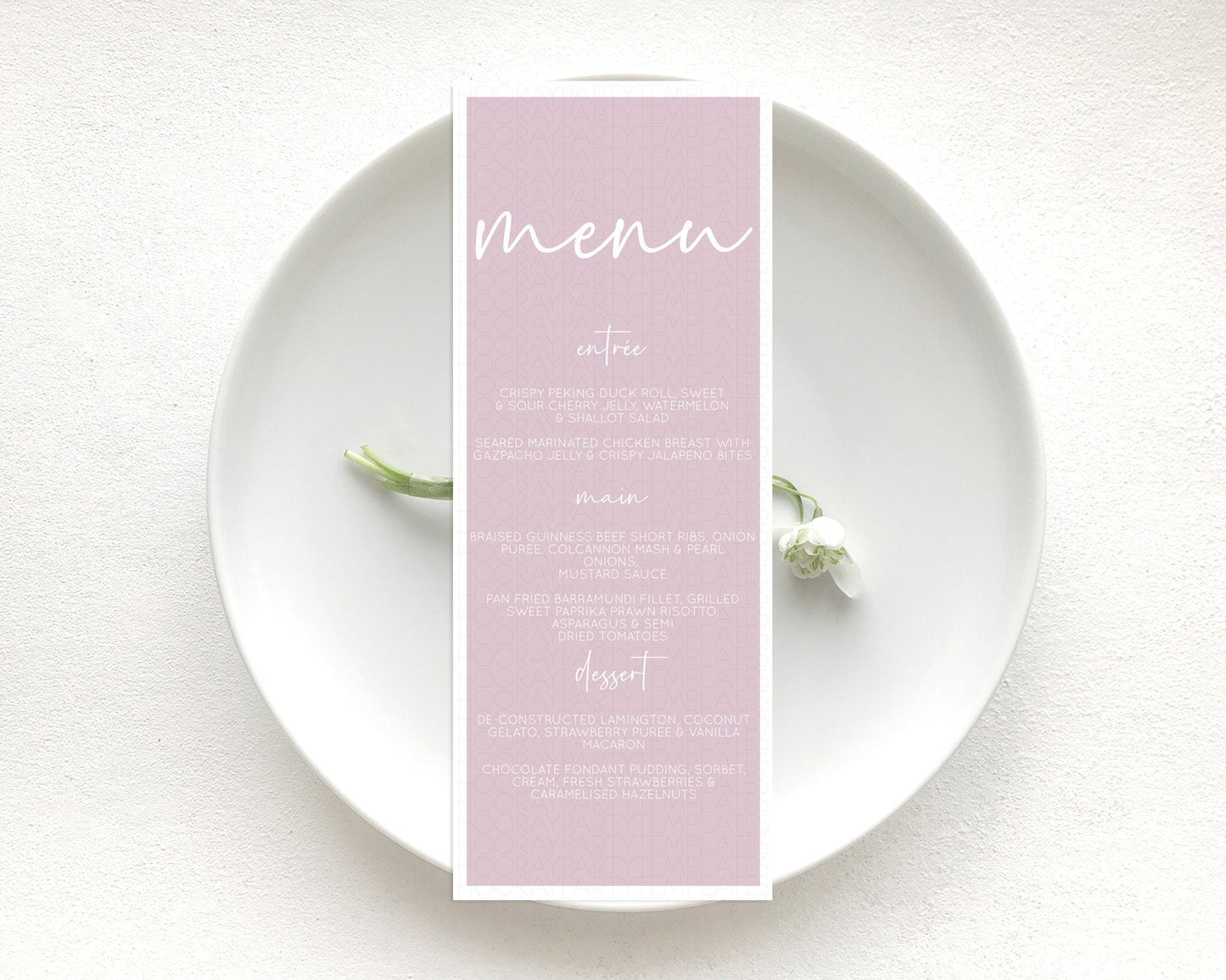 Pink Menu Pastel Pink Menu Template Pink Minimalist Table Decor Modern Pink Menu Simple Pink Dinner Dessert Menu Party Food Menu D10940