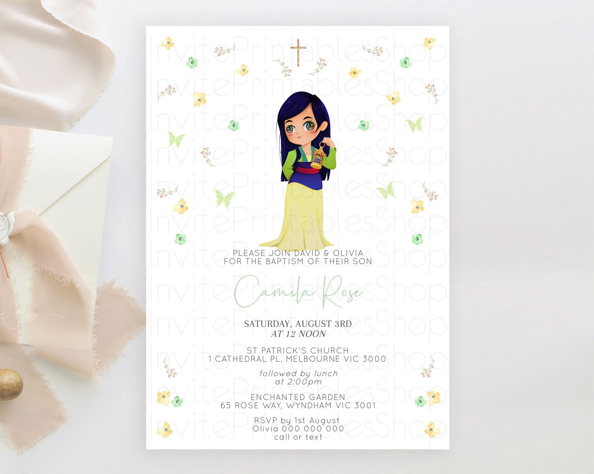 Editable Princess Baptism Invitation Enchanted Castle Baptism 1st Birthday I