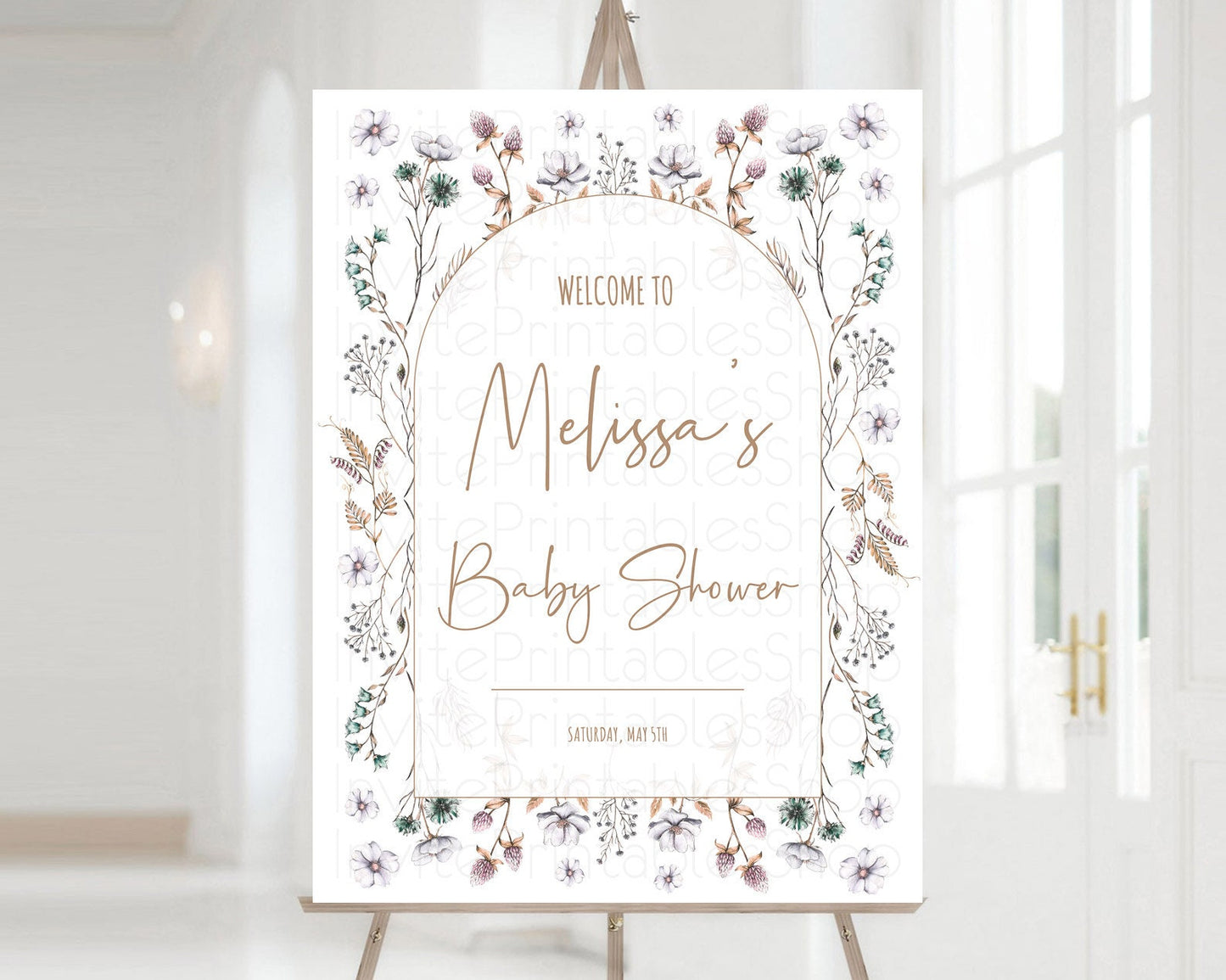 Secret Garden Baby Shower Welcome Sign Wildflower Welcome Board Pastel Flower Garden Welcome Poster Boho Wildflower Welcome Sign D10604