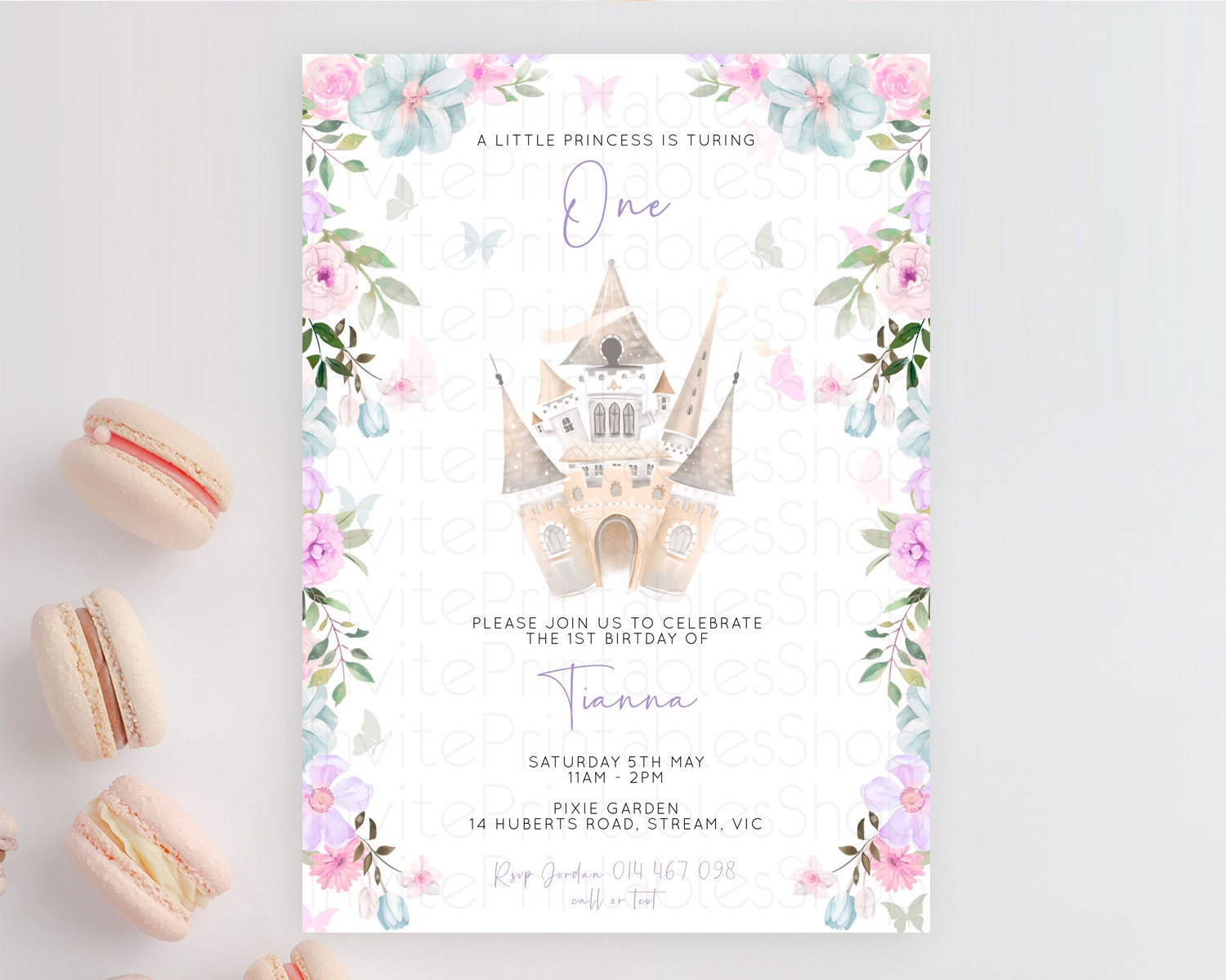 Editable Princess Birthday Invitation Castle Invitation Royal Birthday Fairy